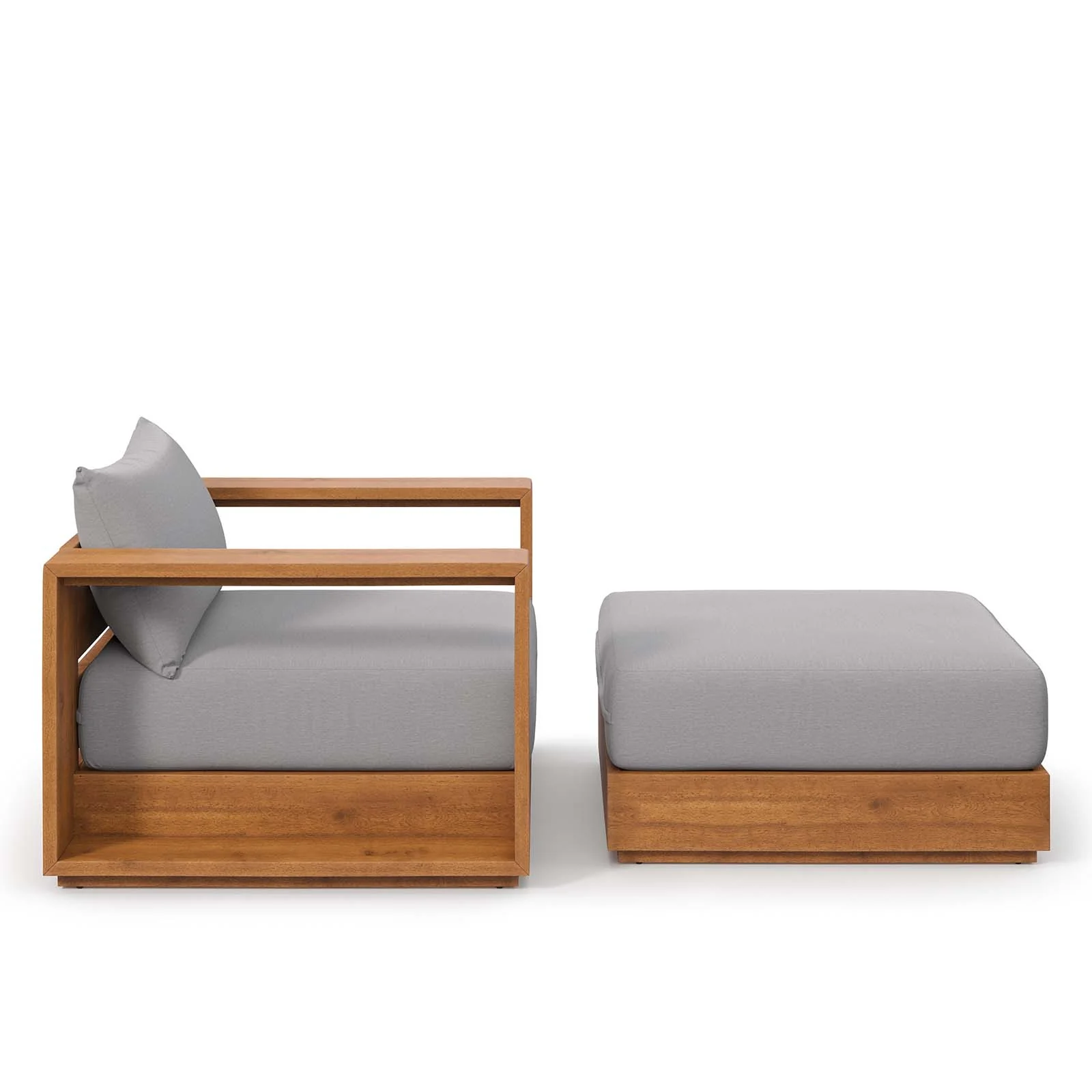 Tahoe Outdoor Patio Acacia Wood 2-Piece Armchair and Ottoman Set By Modway - EEI-6800 - Image 6