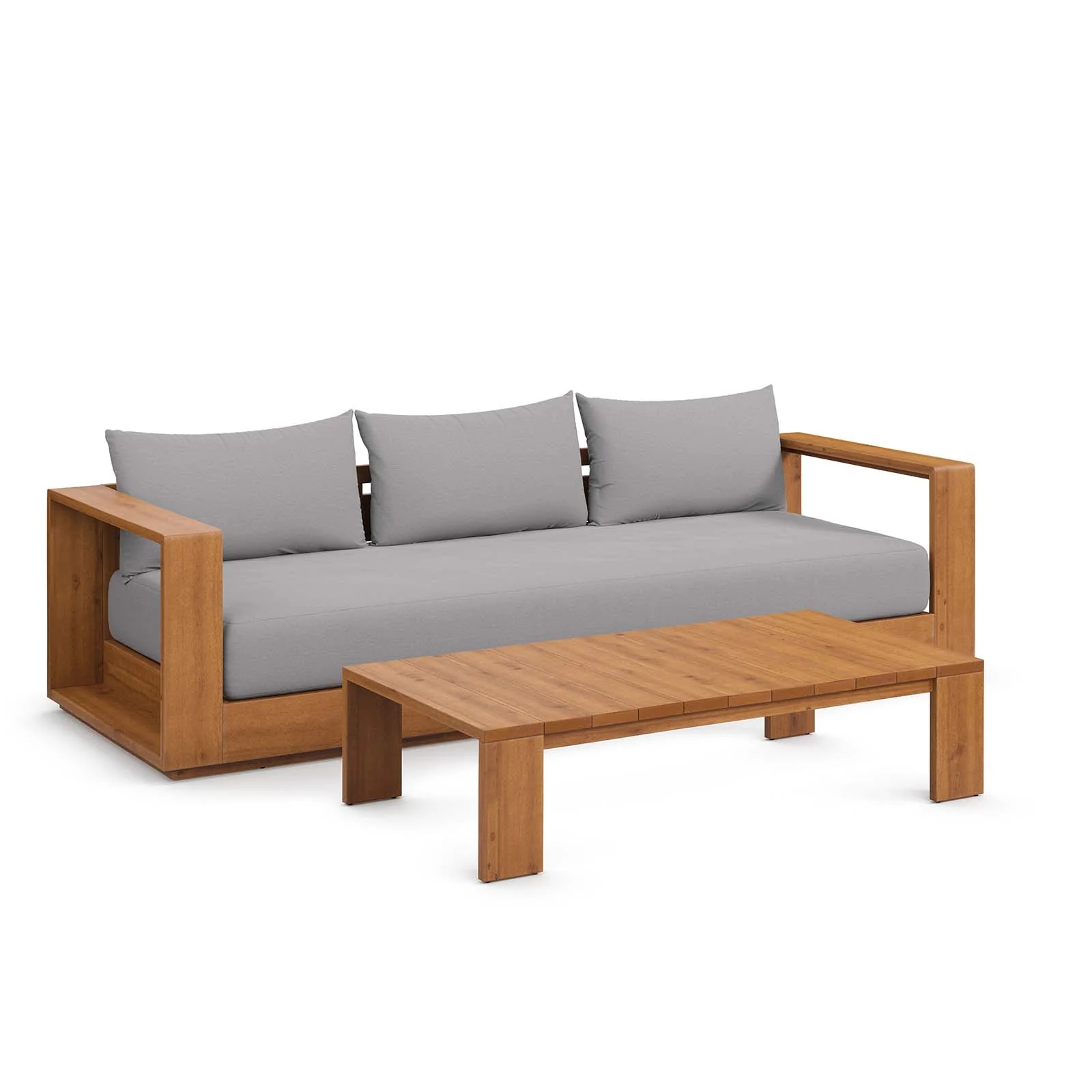 Tahoe Outdoor Patio Acacia Wood 2-Piece Sofa and Coffee Table Set By Modway - EEI-6799 - Image 2