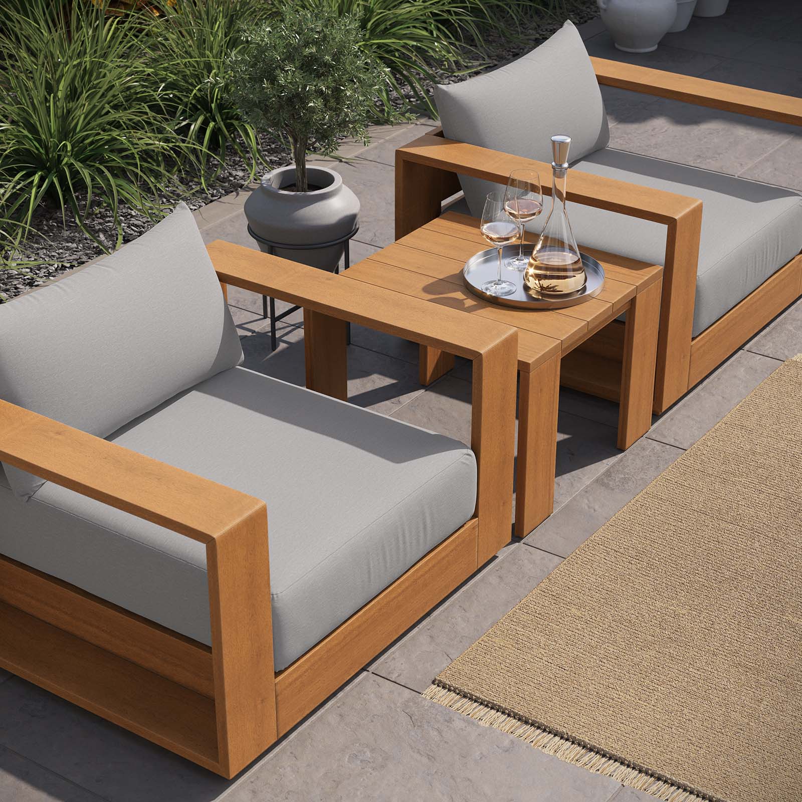 Tahoe Outdoor Patio Acacia Wood 3-Piece Furniture Set By Modway - EEI-6798 - Image 7