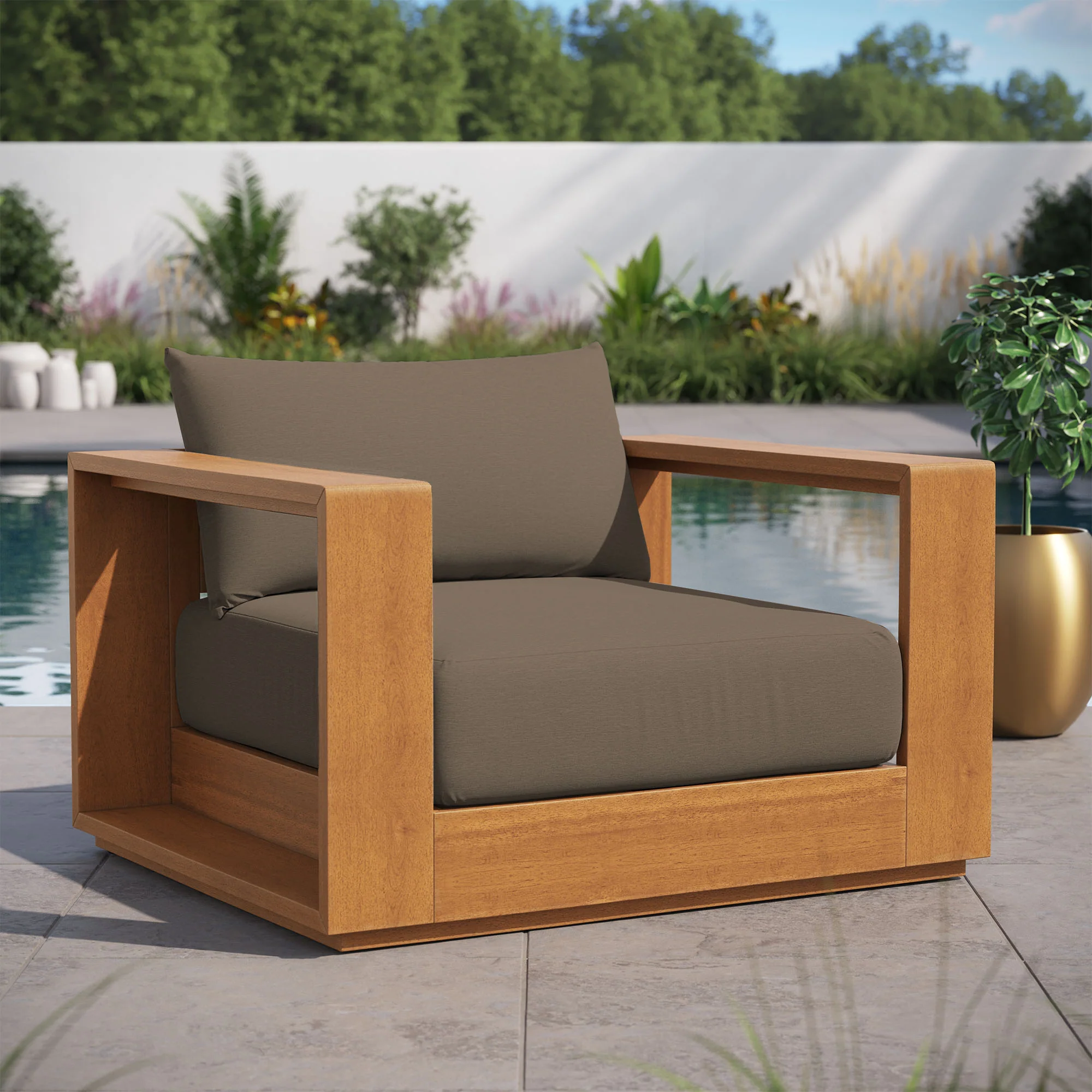 Tahoe Outdoor Patio Acacia Wood Chair by Modway - Image 8