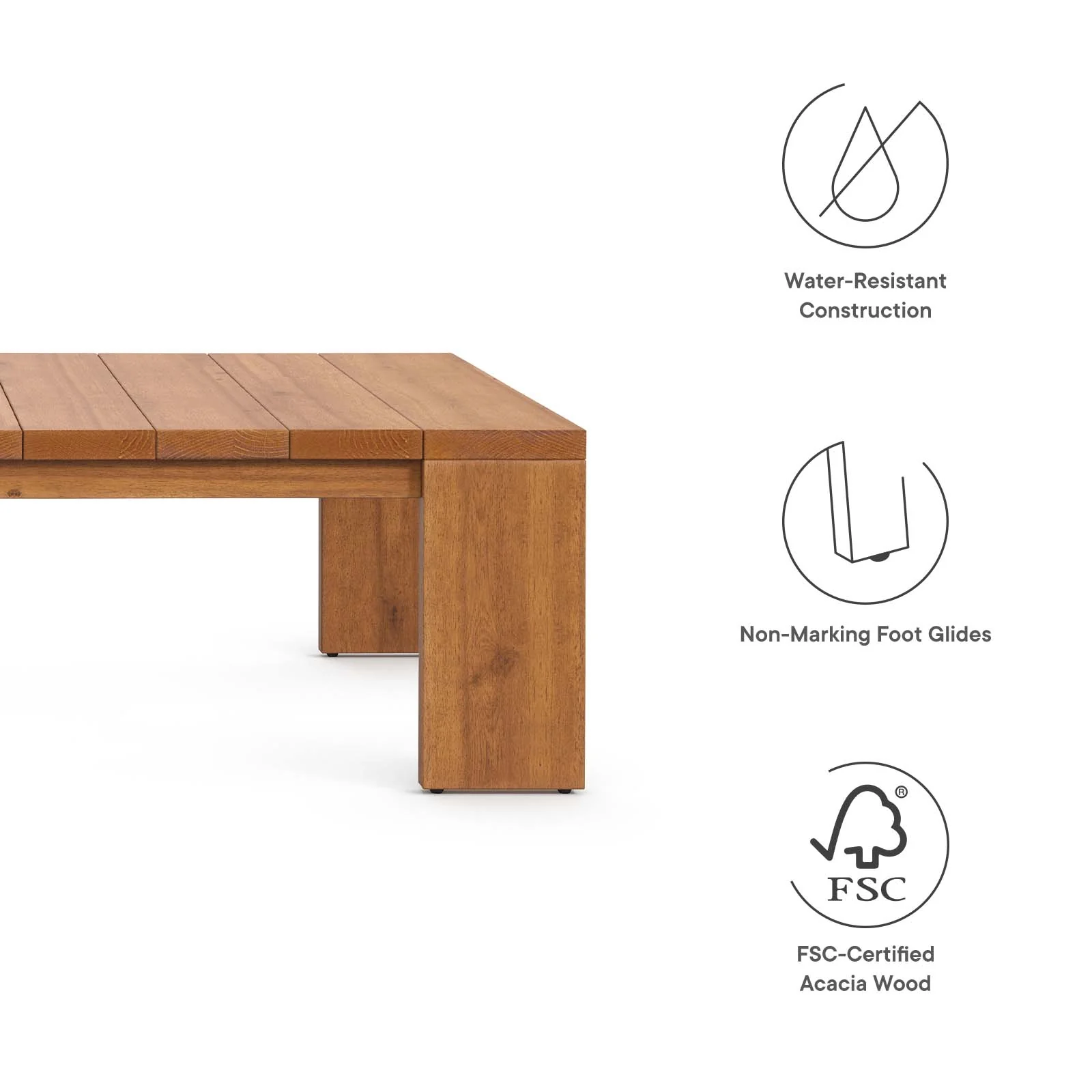 Tahoe Outdoor Patio Acacia Wood Coffee Table By Modway - EEI-6786 - Image 7