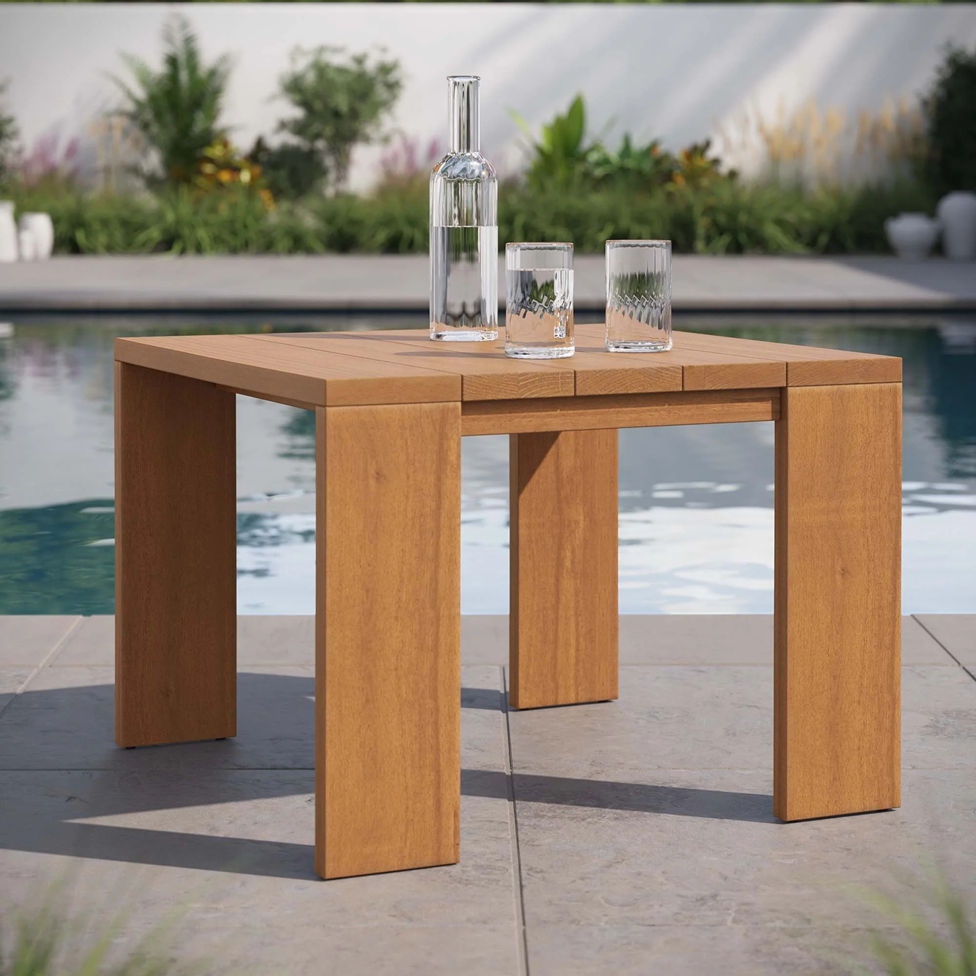 Tahoe Outdoor Patio Acacia Wood Ottoman by Modway - Image 16