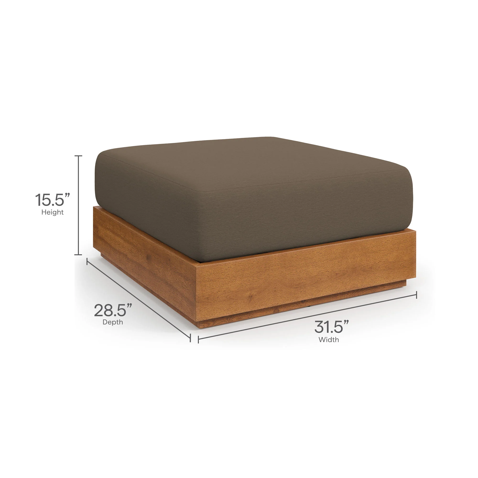 Tahoe Outdoor Patio Acacia Wood Ottoman by Modway - Image 9