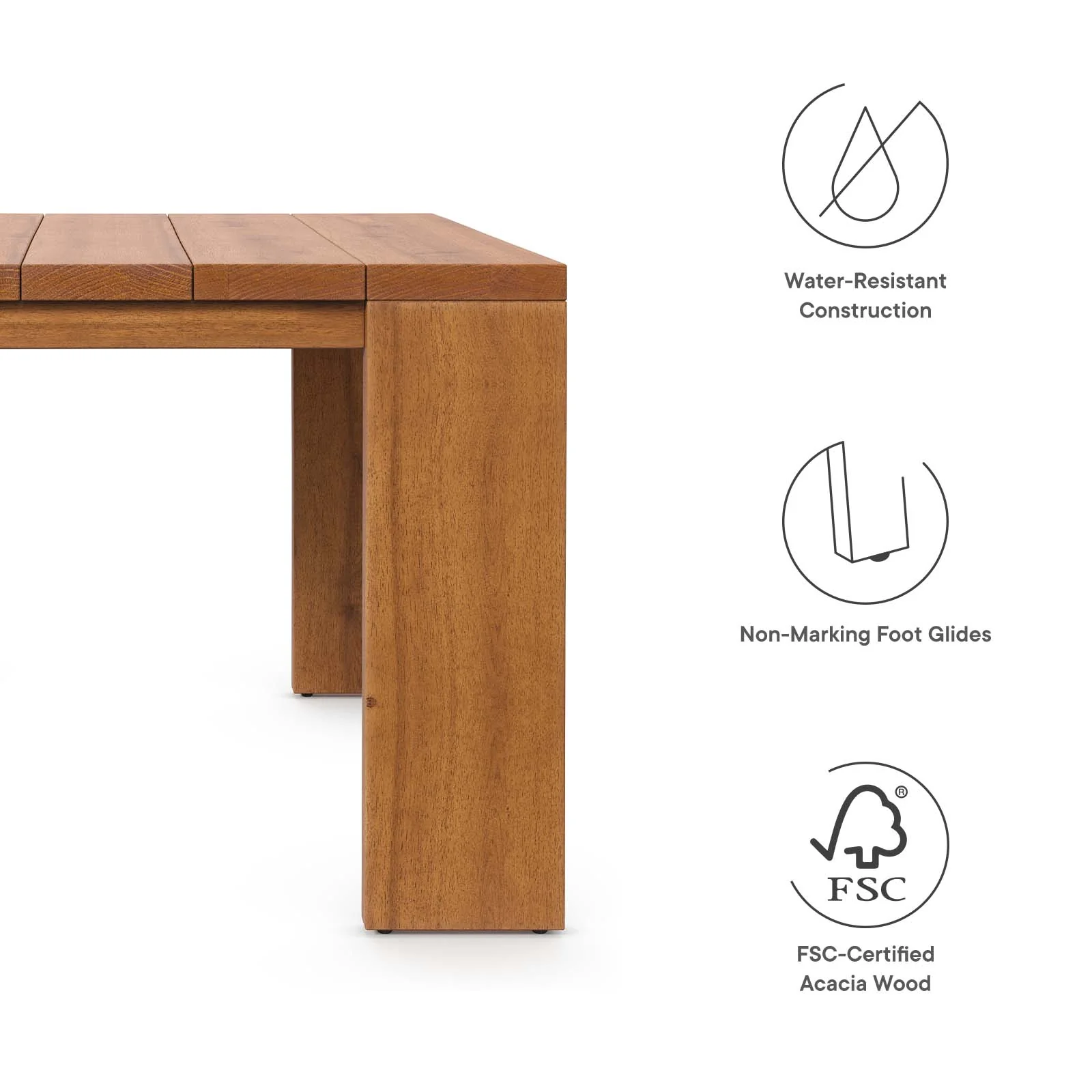 Tahoe Outdoor Patio Acacia Wood Side Table By Modway - EEI-6787 - Image 7