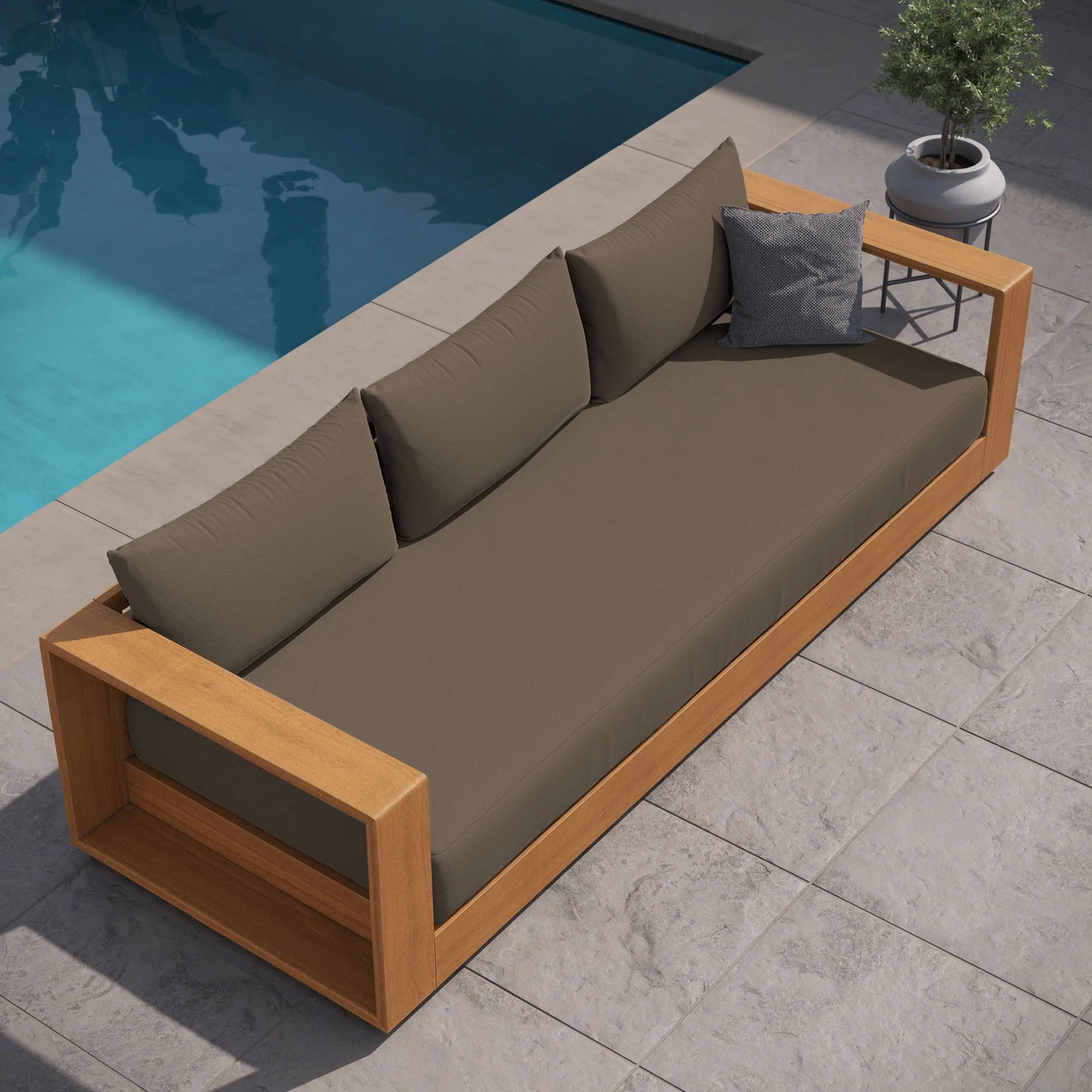 Tahoe Outdoor Patio Acacia Wood Sofa by Modway - Image 8