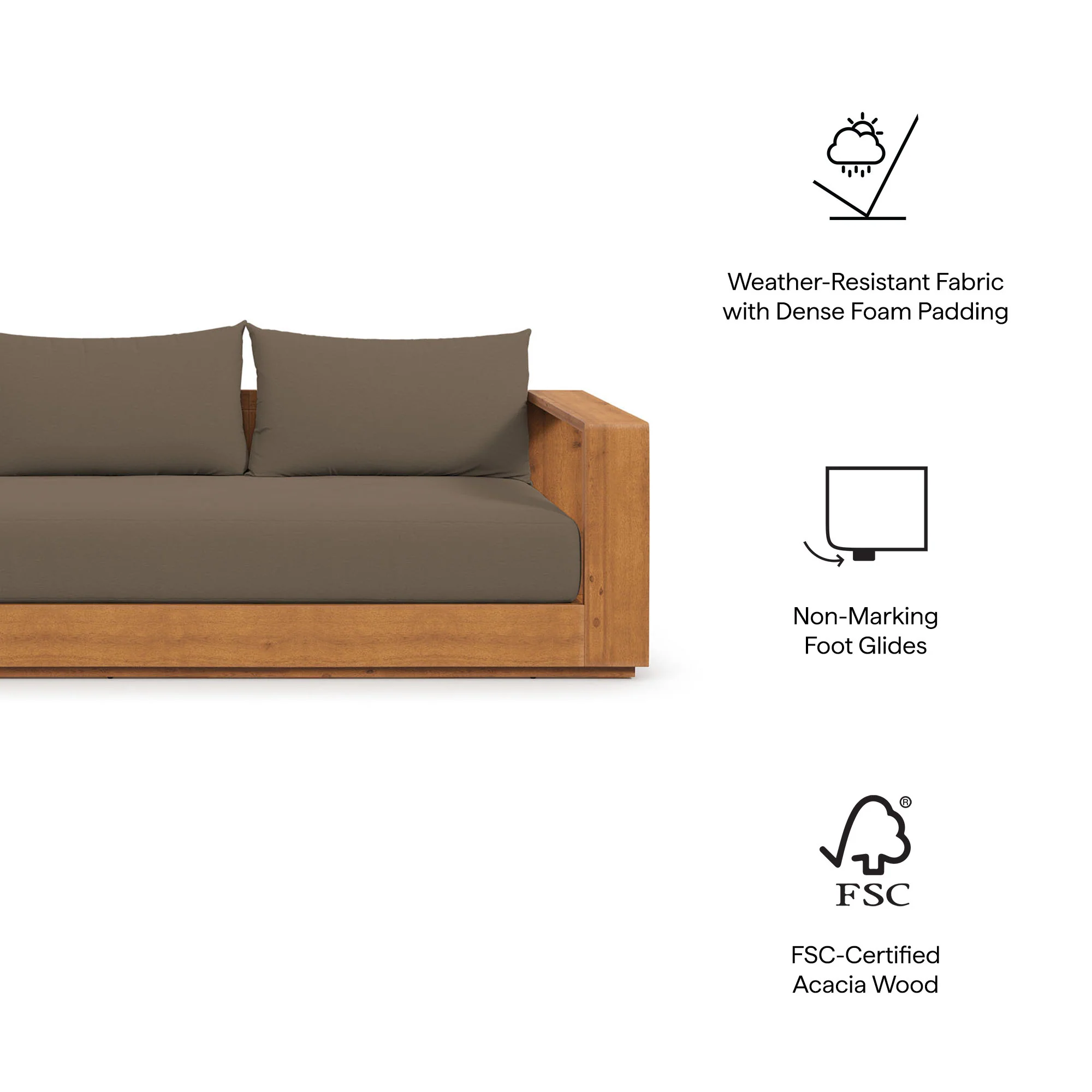 Tahoe Outdoor Patio Acacia Wood Sofa by Modway - Image 9