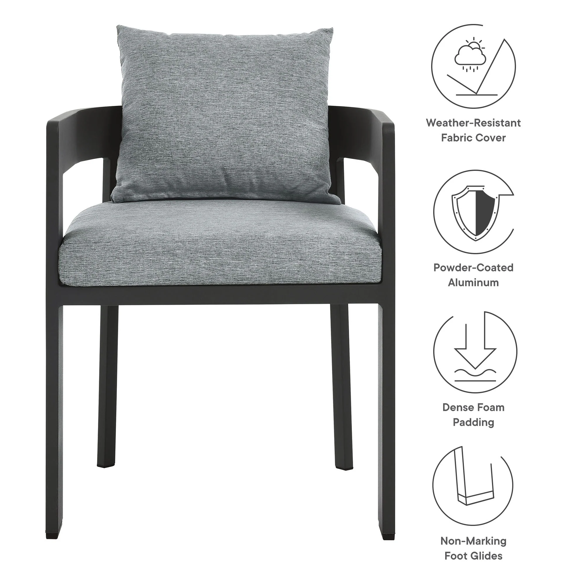Tahoe Outdoor Patio Aluminum Dining Chair by Modway - Image 17