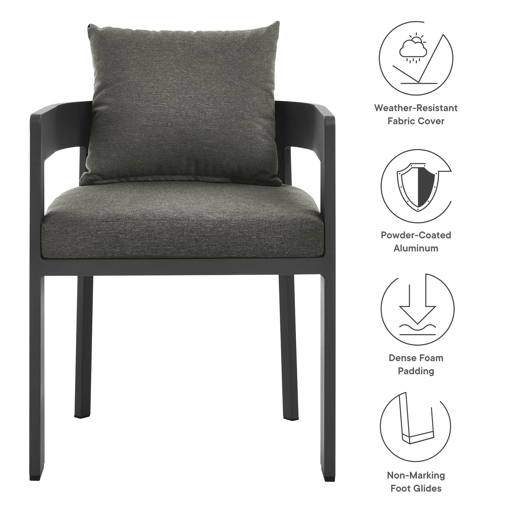 Tahoe Outdoor Patio Aluminum Dining Chair by Modway - Image 8