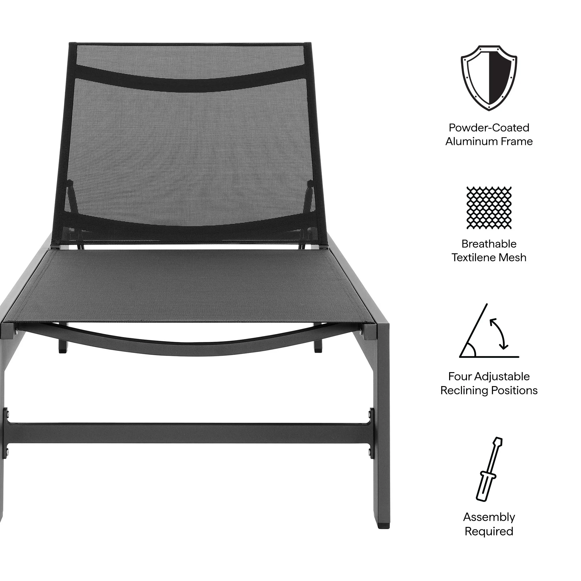 Tahoe Outdoor Patio Mesh and Aluminum Chaise Lounge by Modway - Image 9
