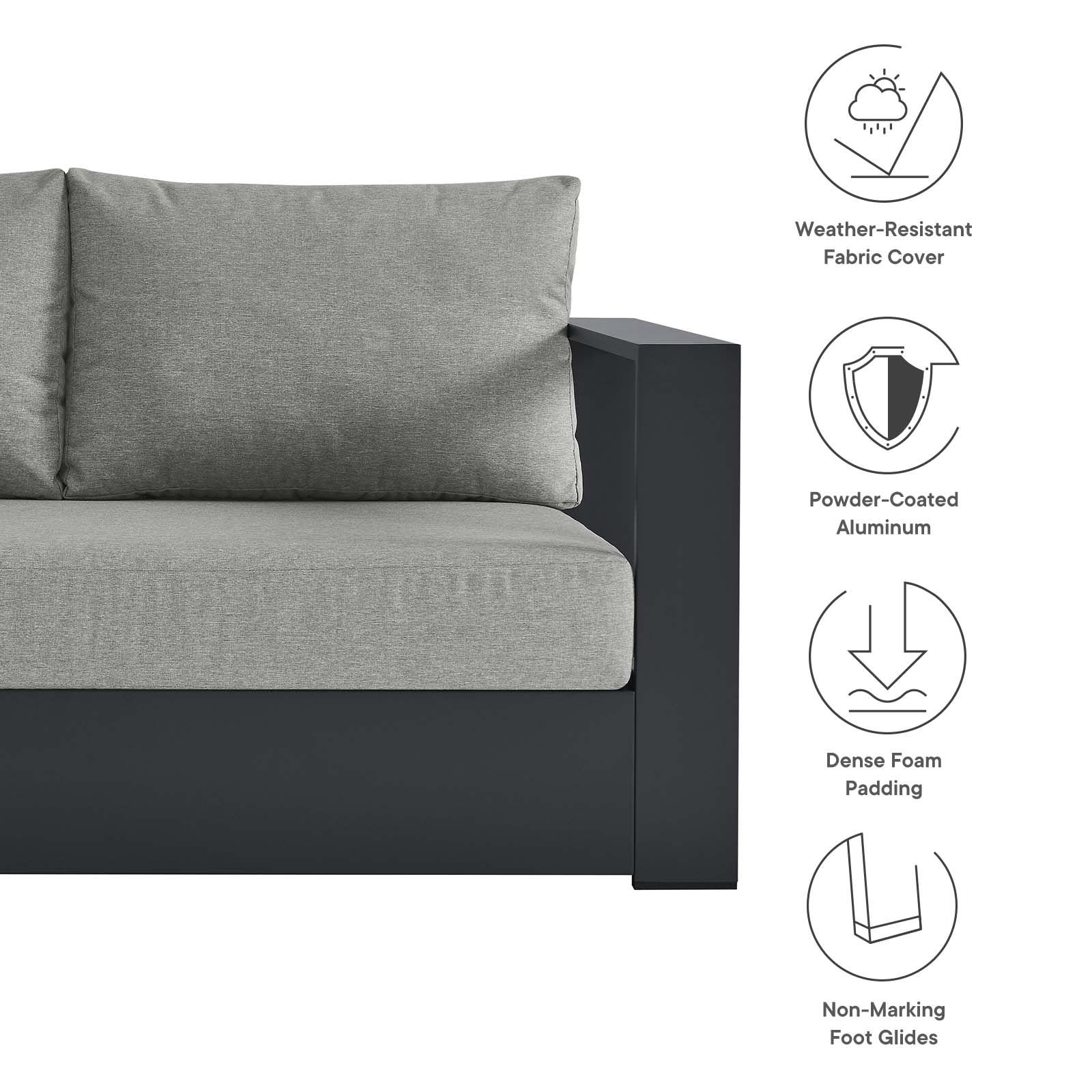 Tahoe Outdoor Patio Powder-Coated Aluminum 2-Piece Left-Facing Chaise Sectional Sofa Set By Modway - EEI-6670 - Image 10