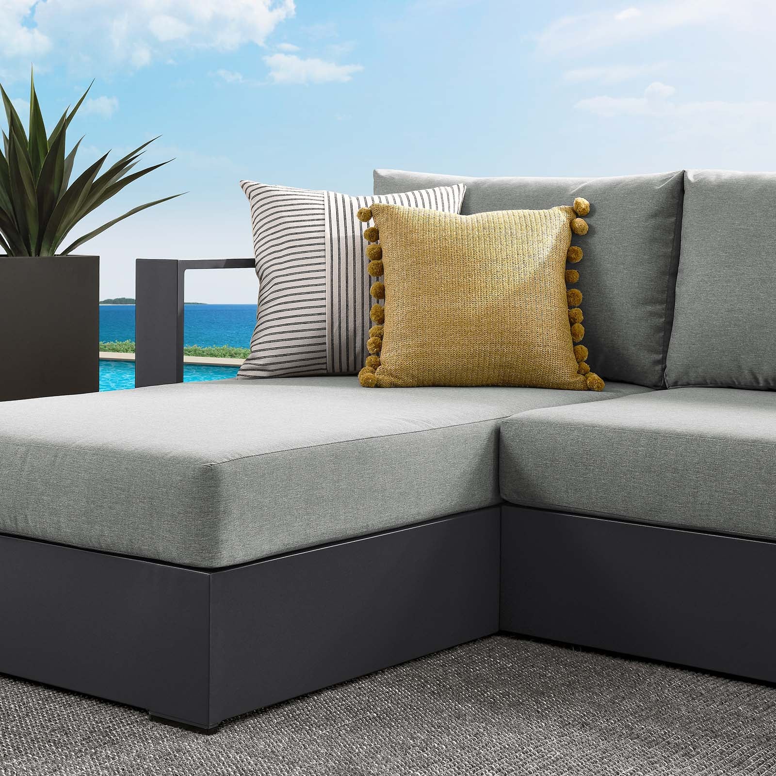 Tahoe Outdoor Patio Powder-Coated Aluminum 2-Piece Left-Facing Chaise Sectional Sofa Set By Modway - EEI-6670 - Image 13