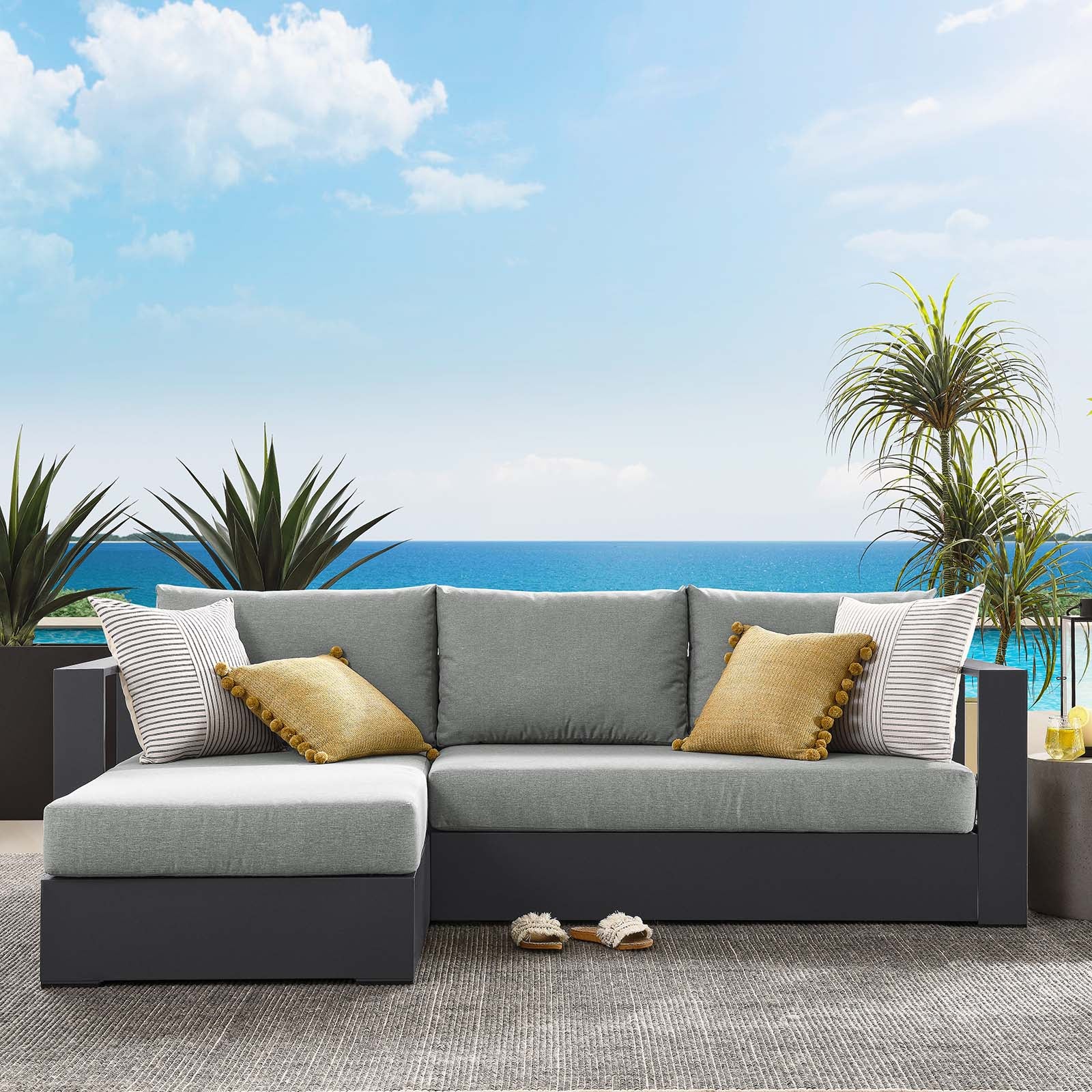 Tahoe Outdoor Patio Powder-Coated Aluminum 2-Piece Left-Facing Chaise Sectional Sofa Set By Modway - EEI-6670 - Image 14