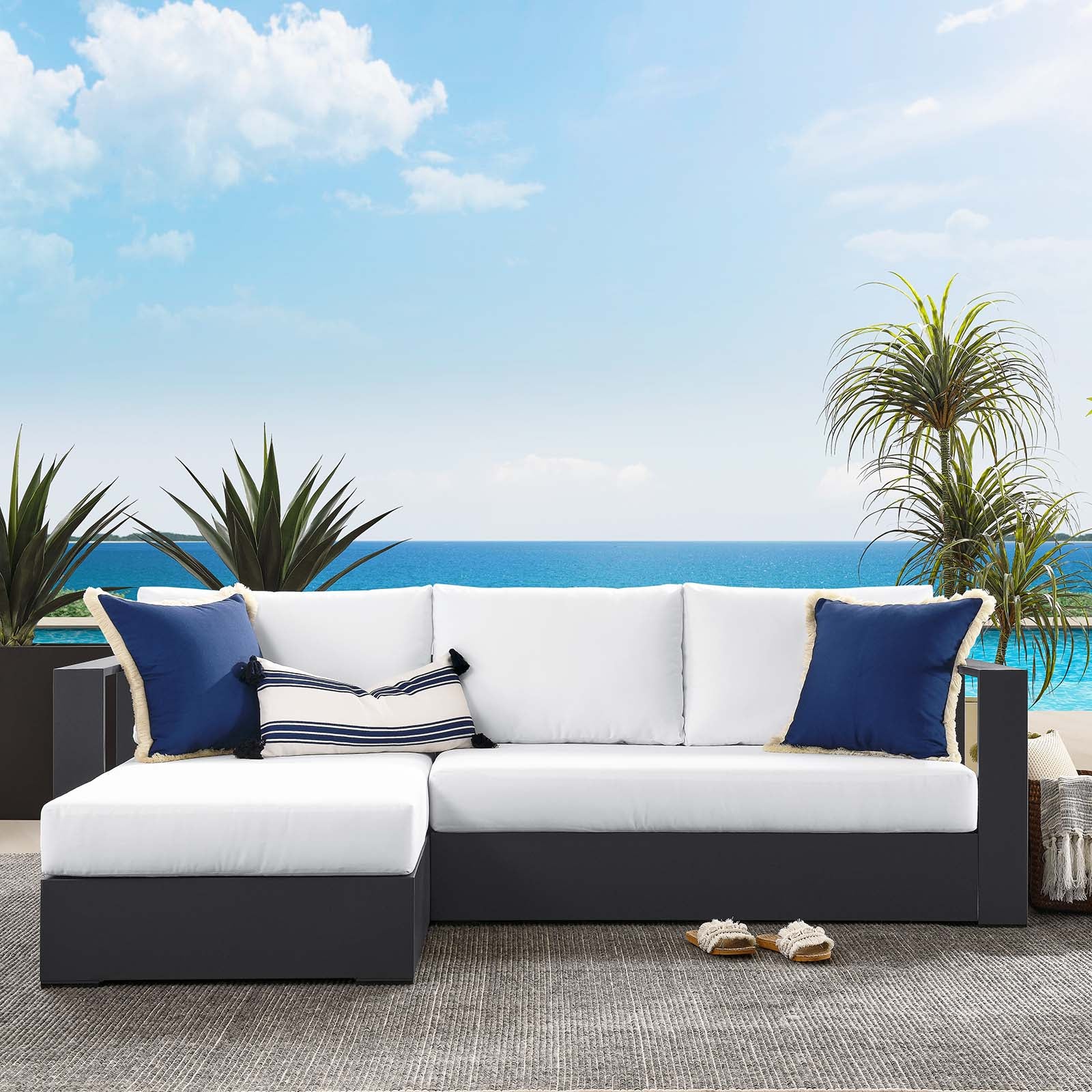 Tahoe Outdoor Patio Powder-Coated Aluminum 2-Piece Left-Facing Chaise Sectional Sofa Set By Modway - EEI-6670 - Image 21