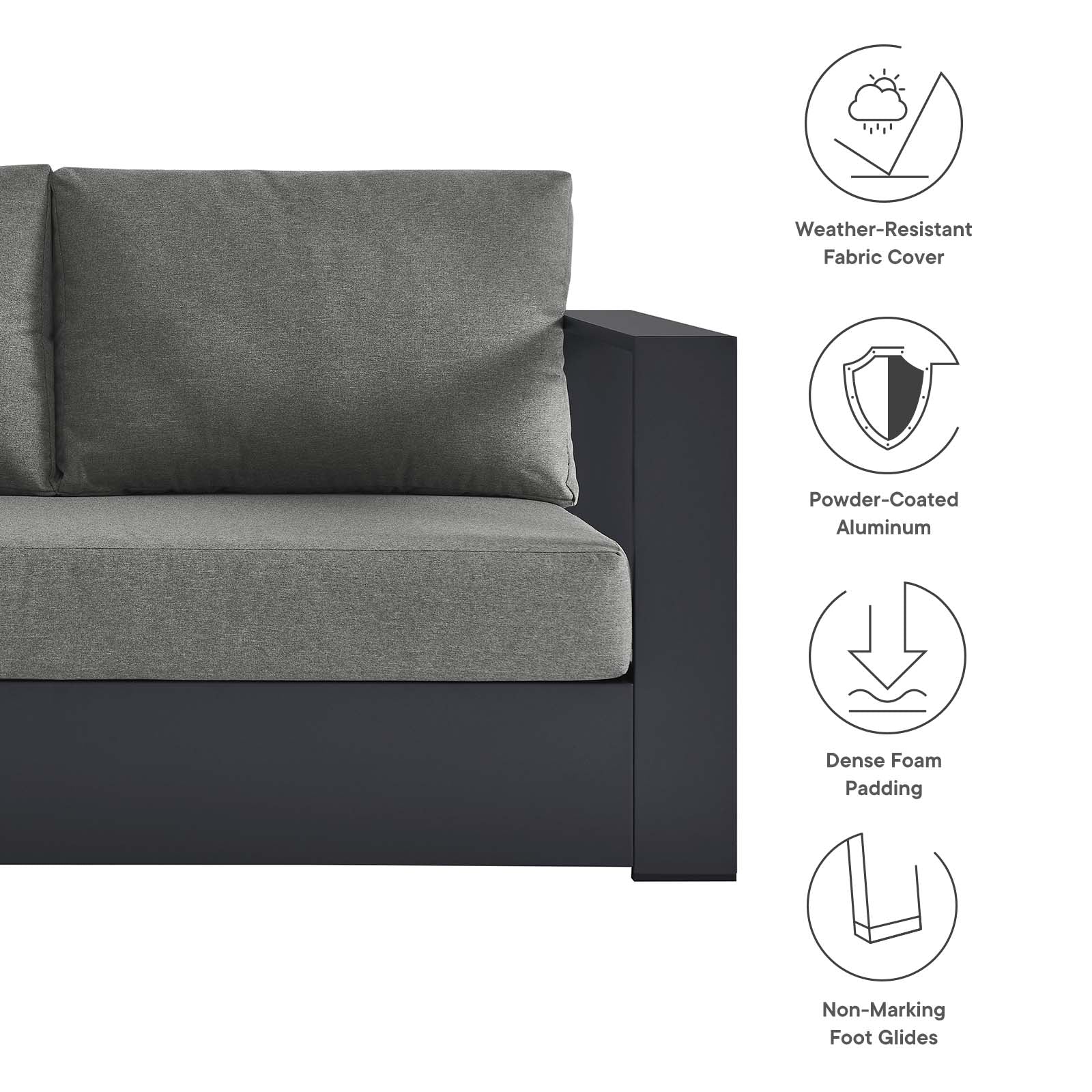 Tahoe Outdoor Patio Powder-Coated Aluminum 2-Piece Left-Facing Chaise Sectional Sofa Set By Modway - EEI-6670 - Image 4