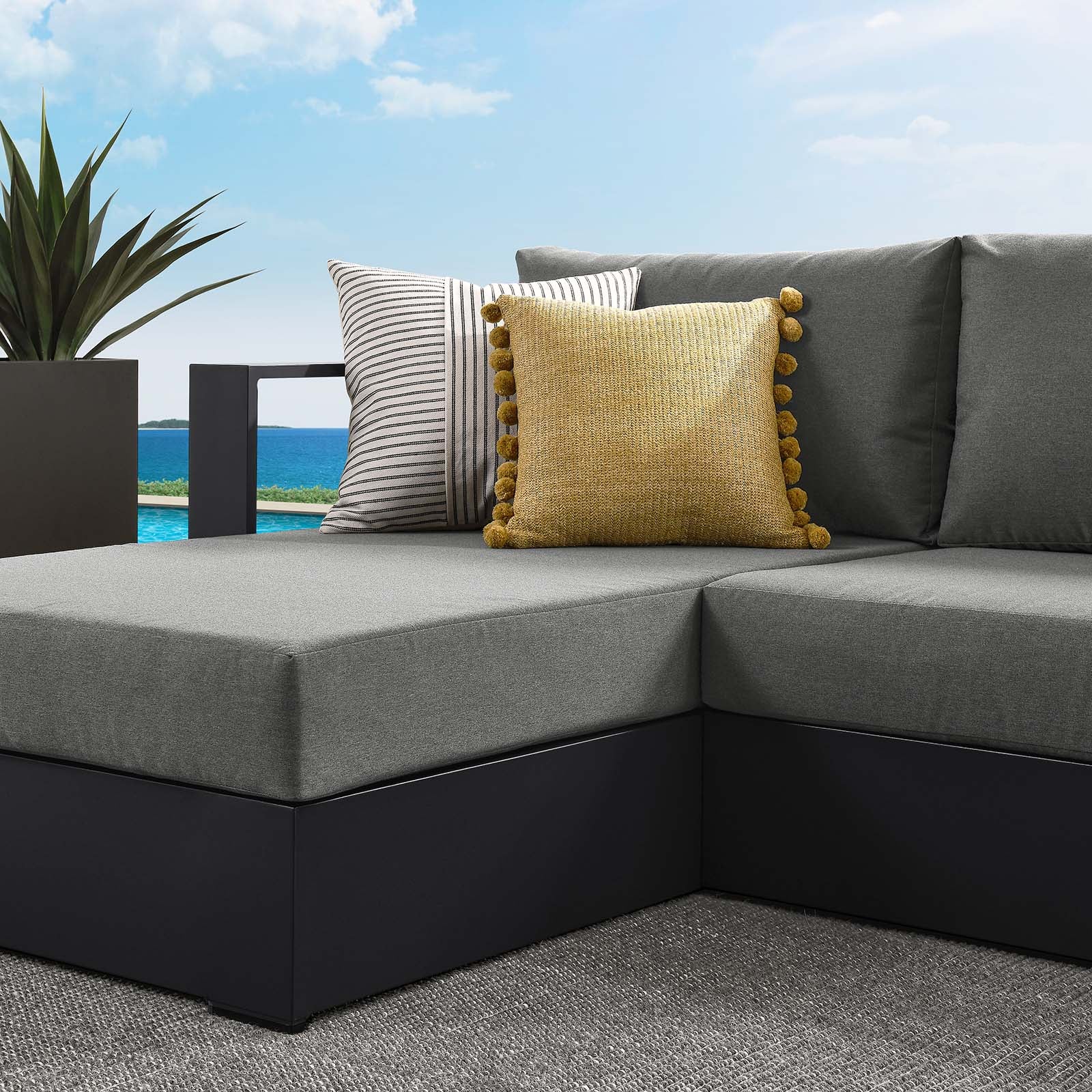 Tahoe Outdoor Patio Powder-Coated Aluminum 2-Piece Left-Facing Chaise Sectional Sofa Set By Modway - EEI-6670 - Image 7