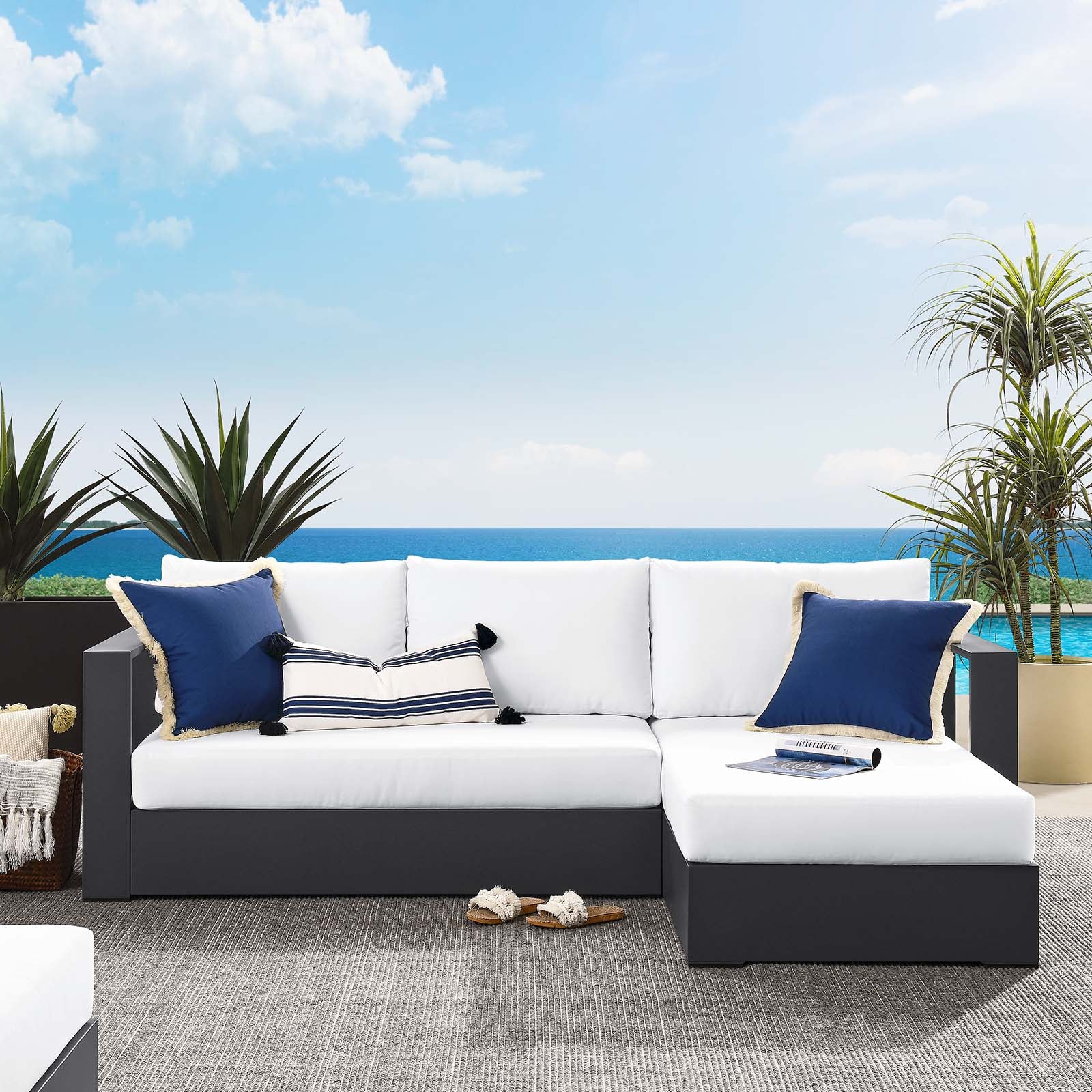 Tahoe Outdoor Patio Powder-Coated Aluminum 2-Piece Right-Facing Chaise Sectional Sofa Set By Modway - EEI-6669 - Image 21