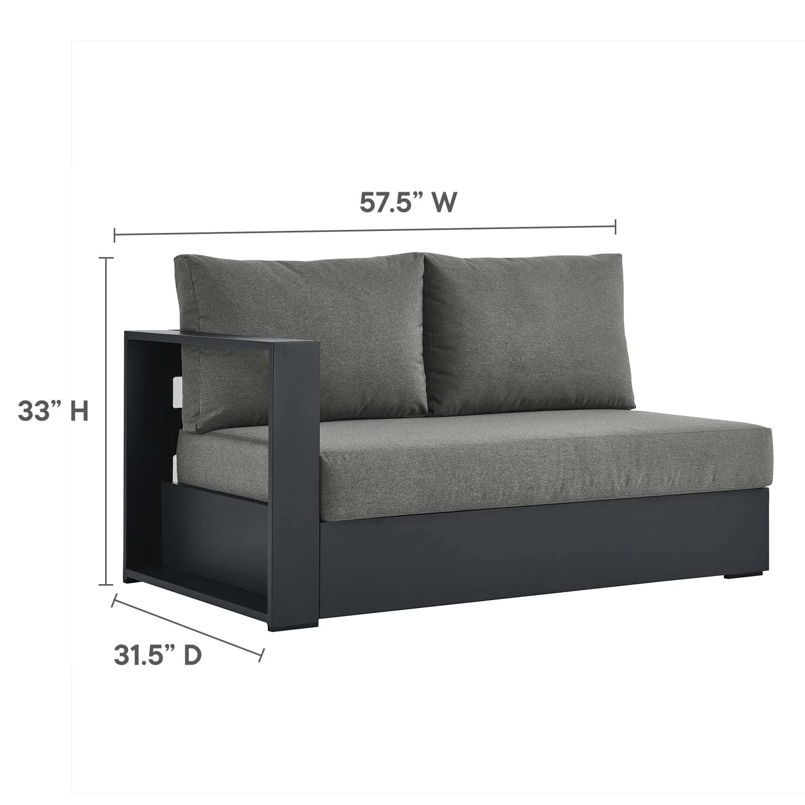 Tahoe Outdoor Patio Powder-Coated Aluminum 2-Piece Right-Facing Chaise Sectional Sofa Set By Modway - EEI-6669 - Image 5