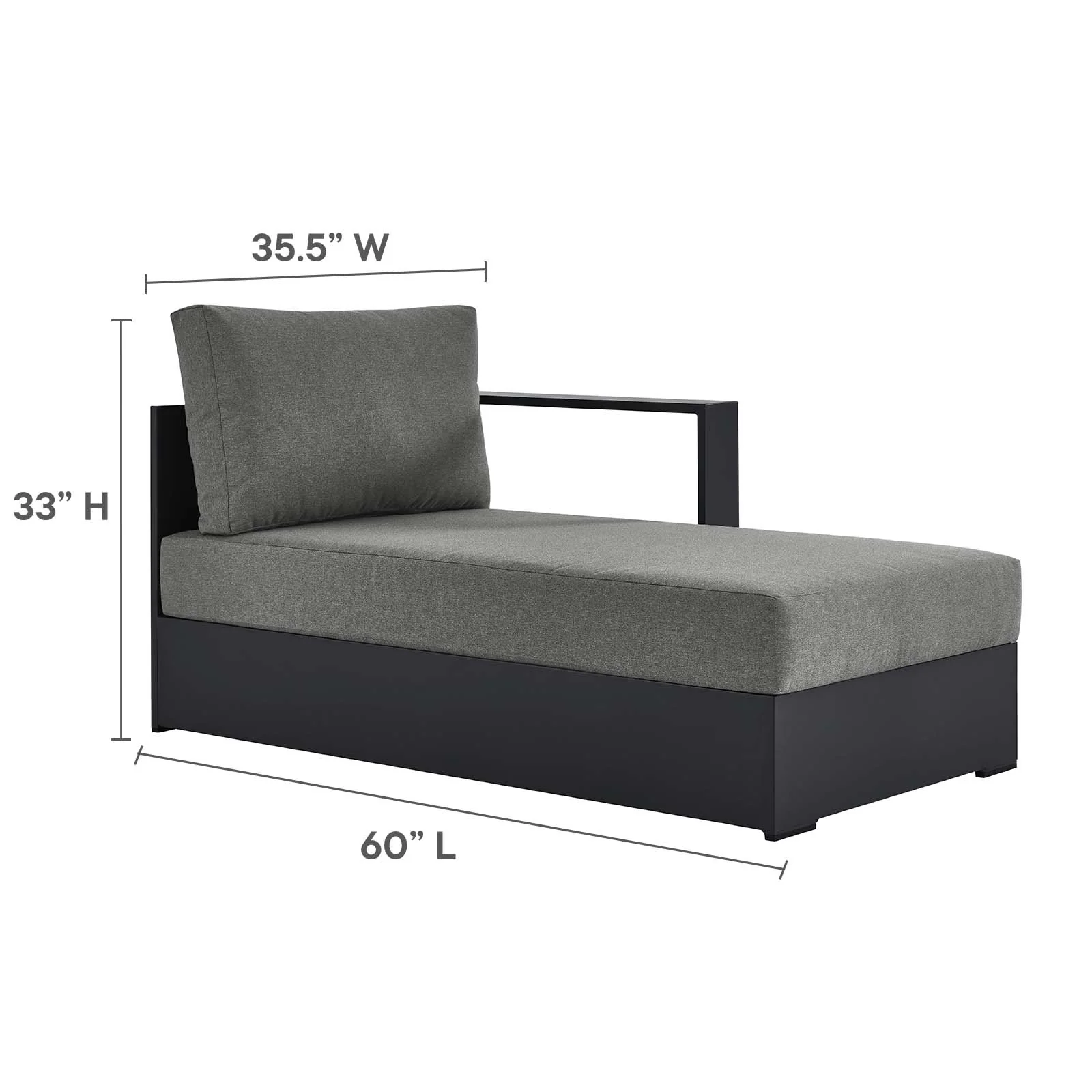 Tahoe Outdoor Patio Powder-Coated Aluminum 2-Piece Right-Facing Chaise Sectional Sofa Set By Modway - EEI-6669 - Image 6