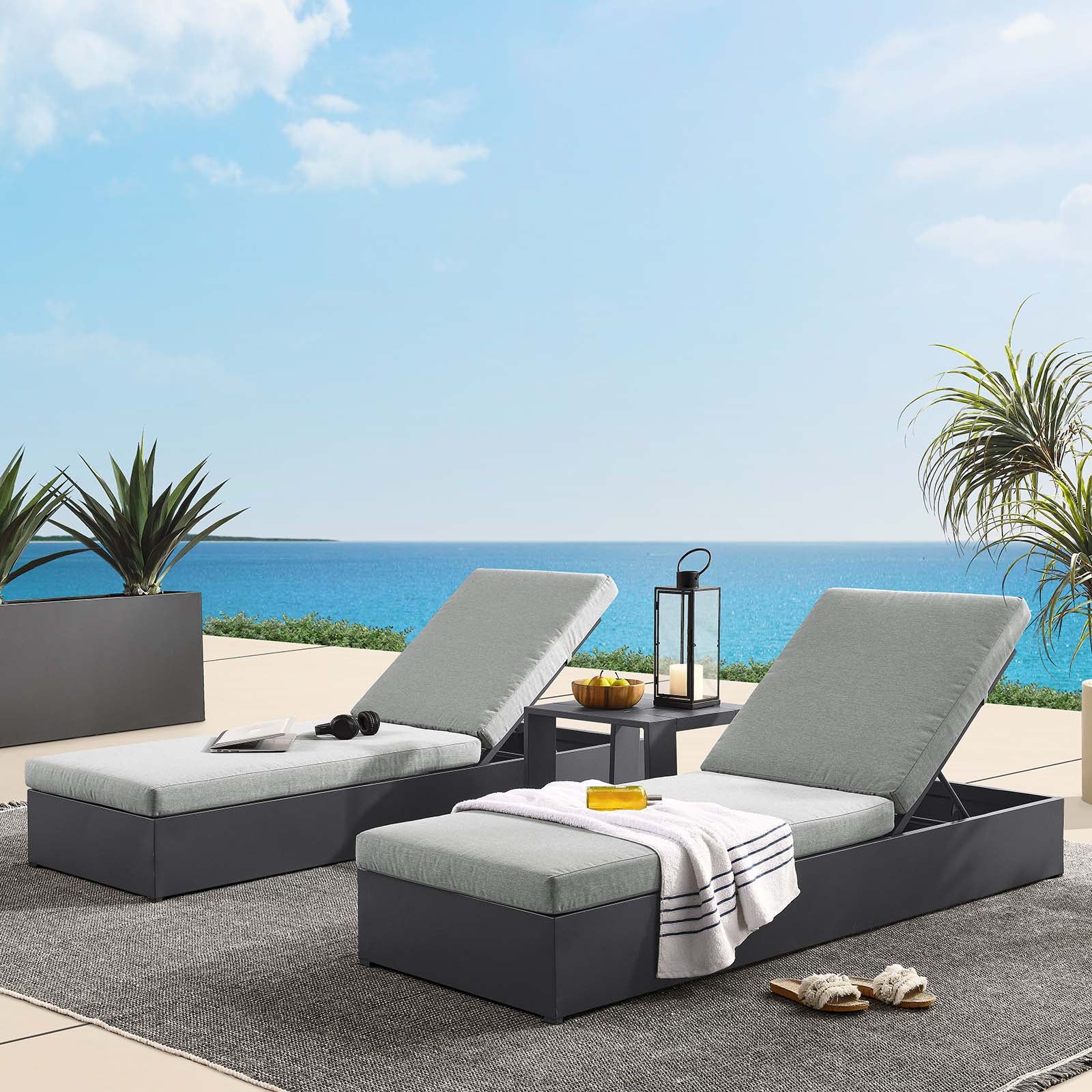 Tahoe Outdoor Patio Powder-Coated Aluminum 3-Piece Chaise Lounge Set By Modway - EEI-6673 - Image 12