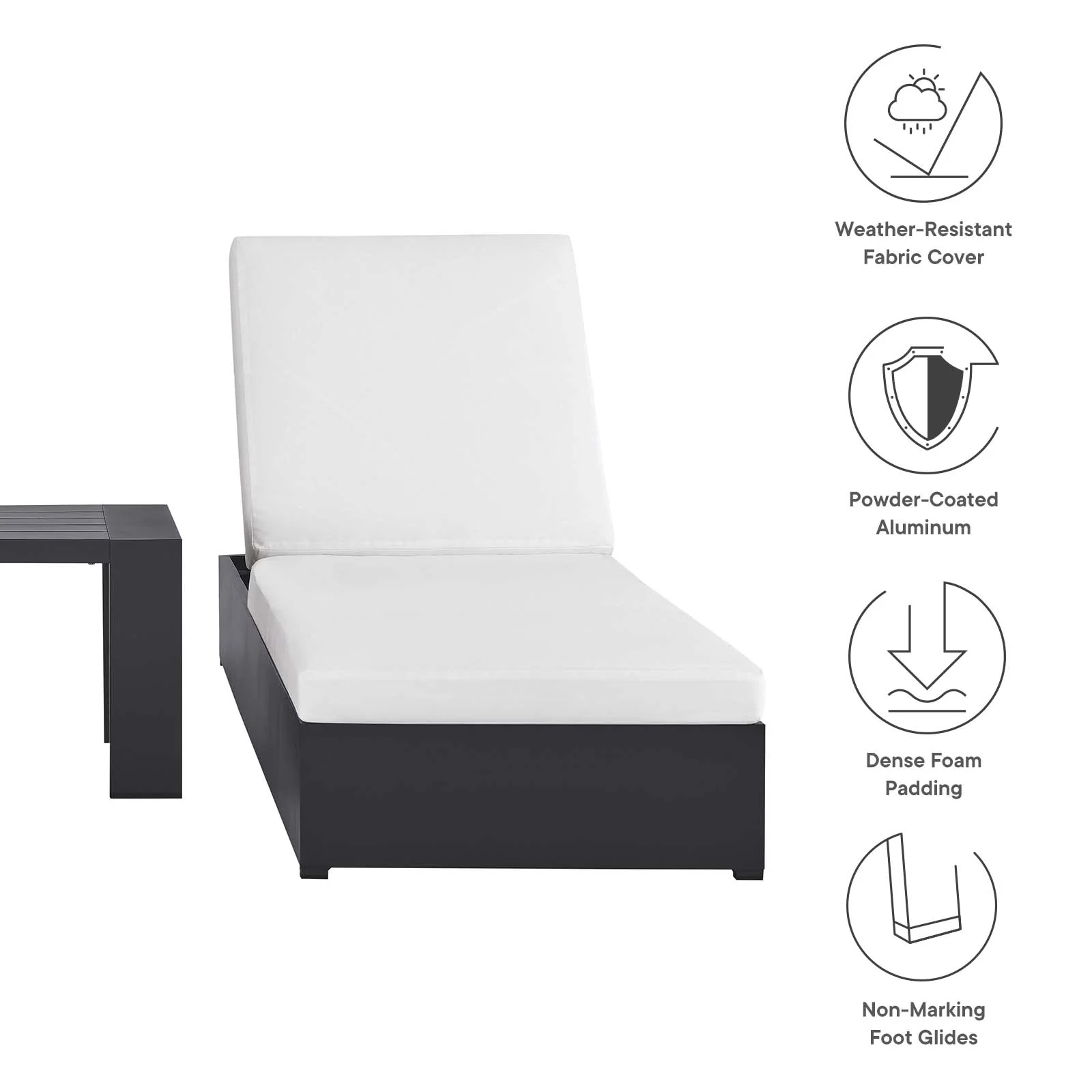 Tahoe Outdoor Patio Powder-Coated Aluminum 3-Piece Chaise Lounge Set By Modway - EEI-6673 - Image 14