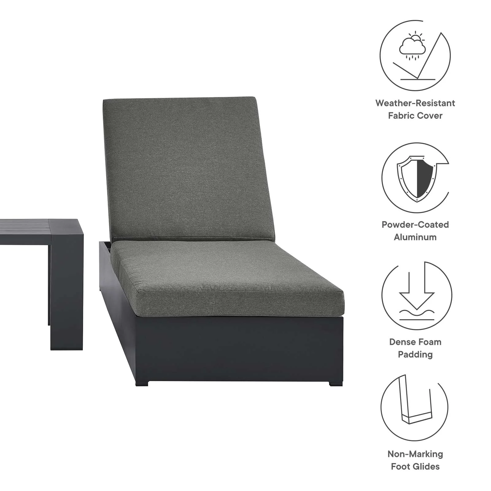 Tahoe Outdoor Patio Powder-Coated Aluminum 3-Piece Chaise Lounge Set By Modway - EEI-6673 - Image 3