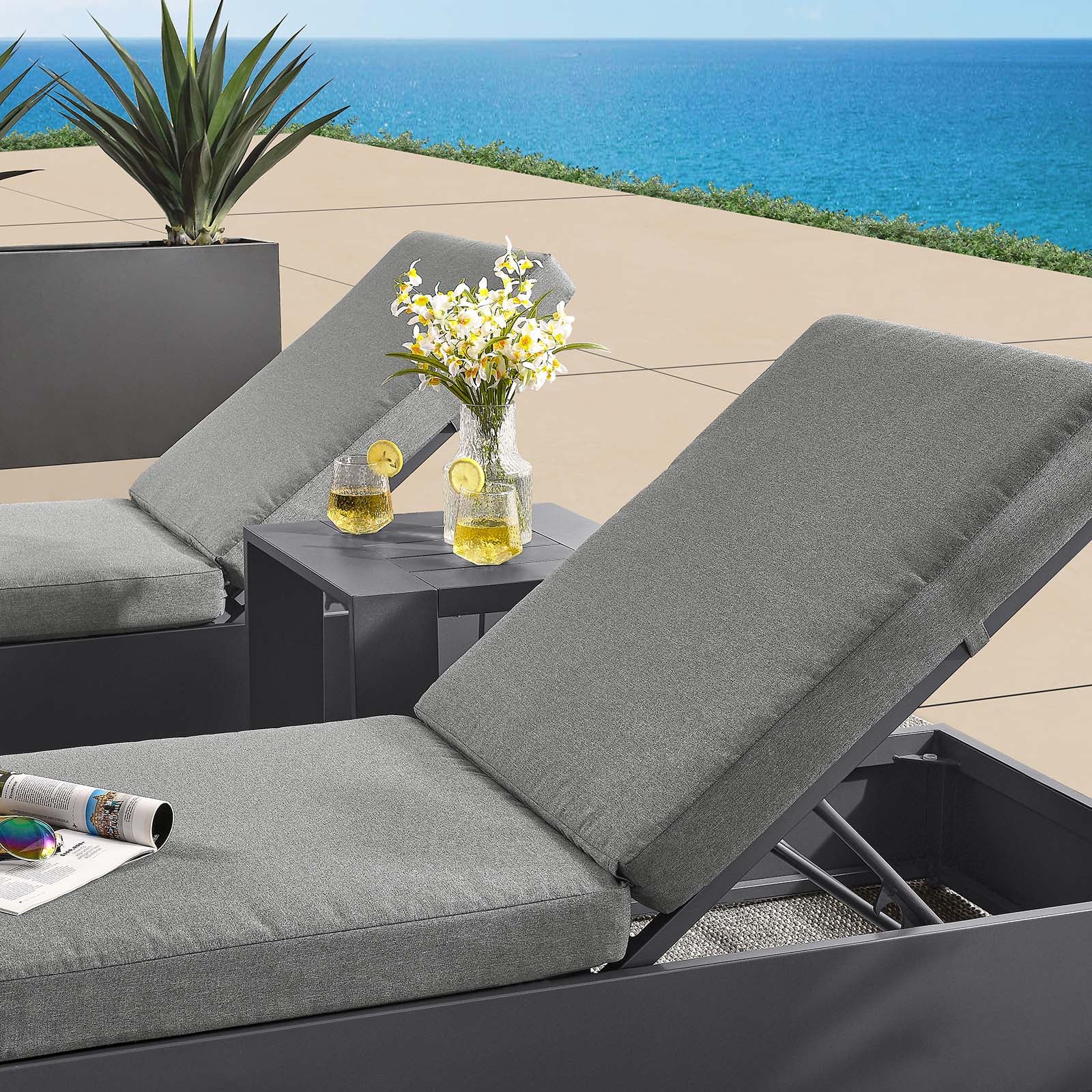 Tahoe Outdoor Patio Powder-Coated Aluminum 3-Piece Chaise Lounge Set By Modway - EEI-6673 - Image 6
