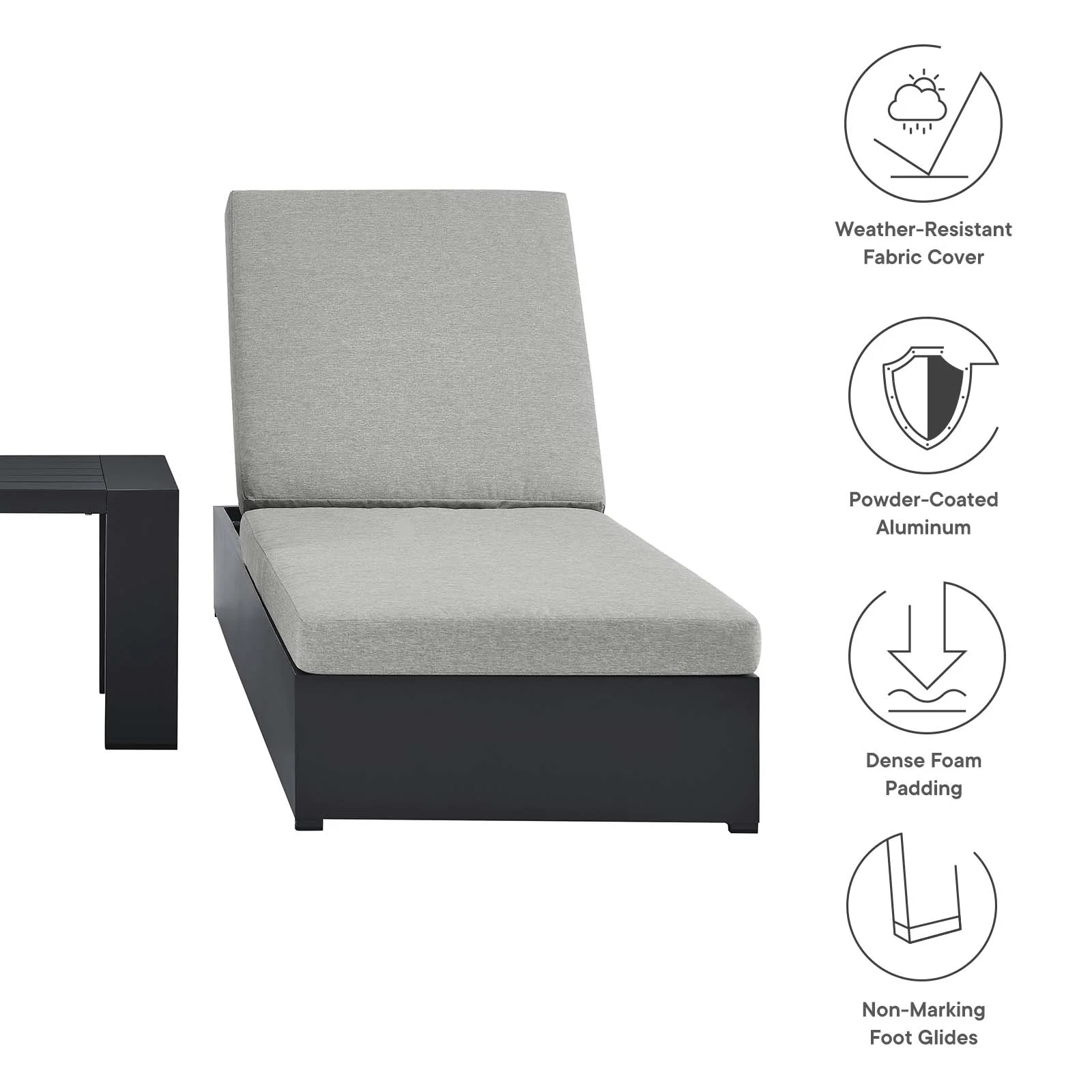 Tahoe Outdoor Patio Powder-Coated Aluminum 3-Piece Chaise Lounge Set By Modway - EEI-6673 - Image 8