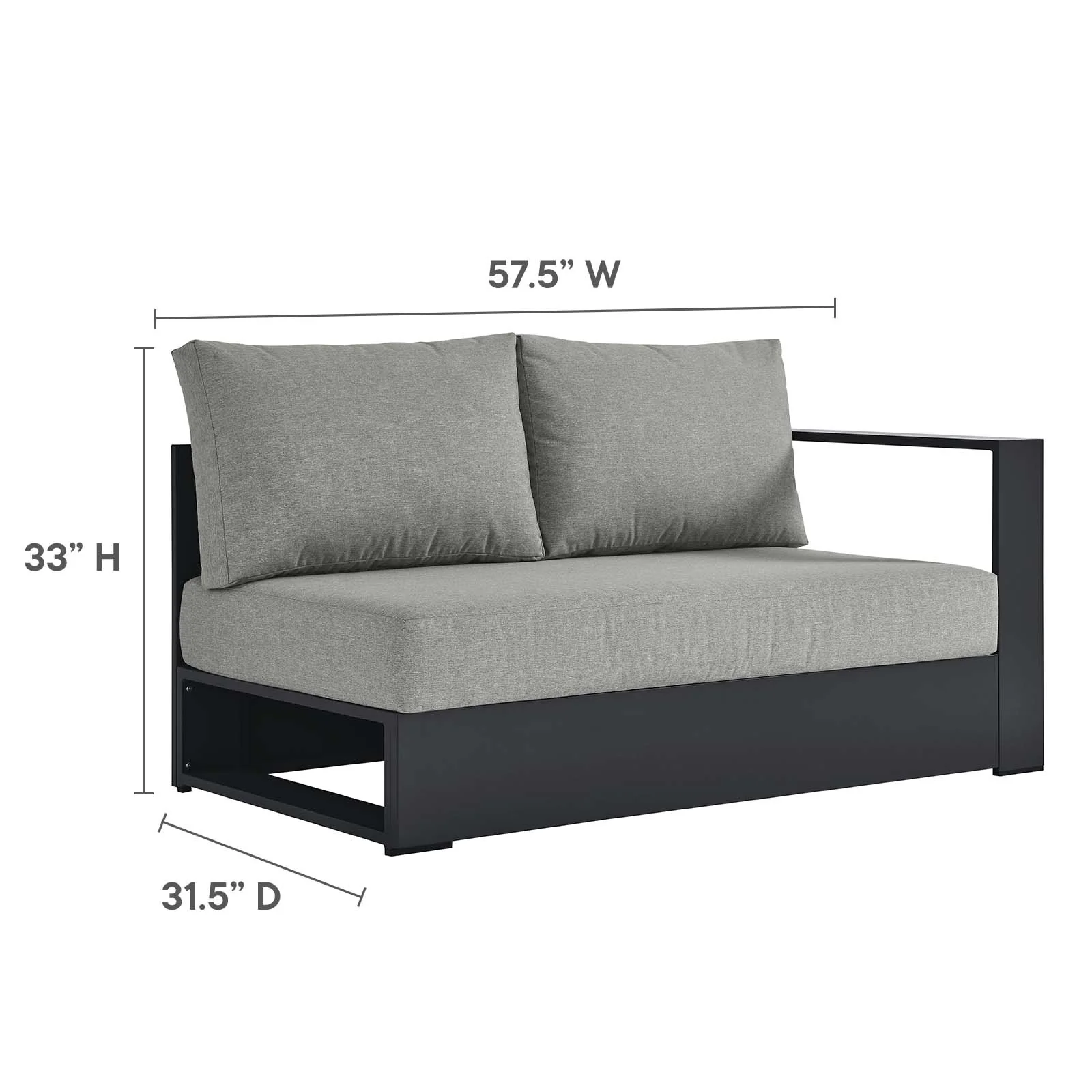 Tahoe Outdoor Patio Powder-Coated Aluminum 3-Piece Left-Facing Chaise Sectional Sofa Set By Modway - EEI-6672 - Image 14