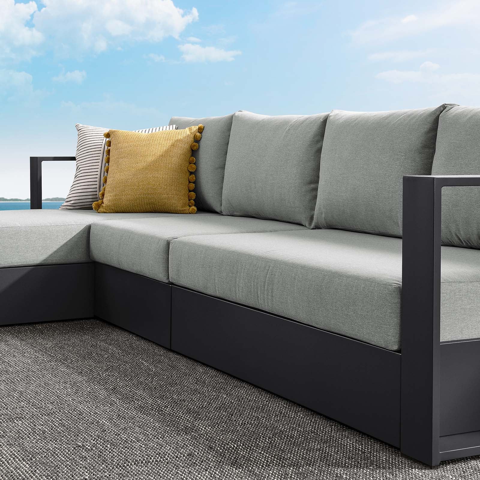 Tahoe Outdoor Patio Powder-Coated Aluminum 3-Piece Left-Facing Chaise Sectional Sofa Set By Modway - EEI-6672 - Image 15