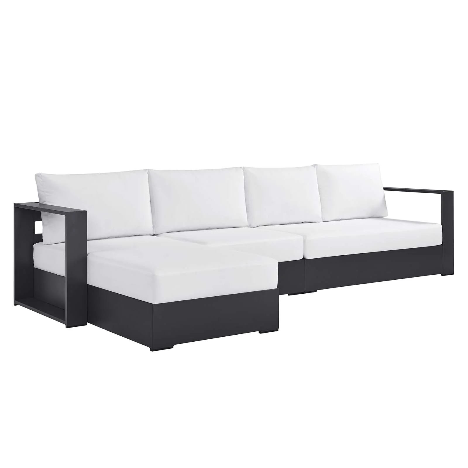 Tahoe Outdoor Patio Powder-Coated Aluminum 3-Piece Left-Facing Chaise Sectional Sofa Set By Modway - EEI-6672 - Image 17