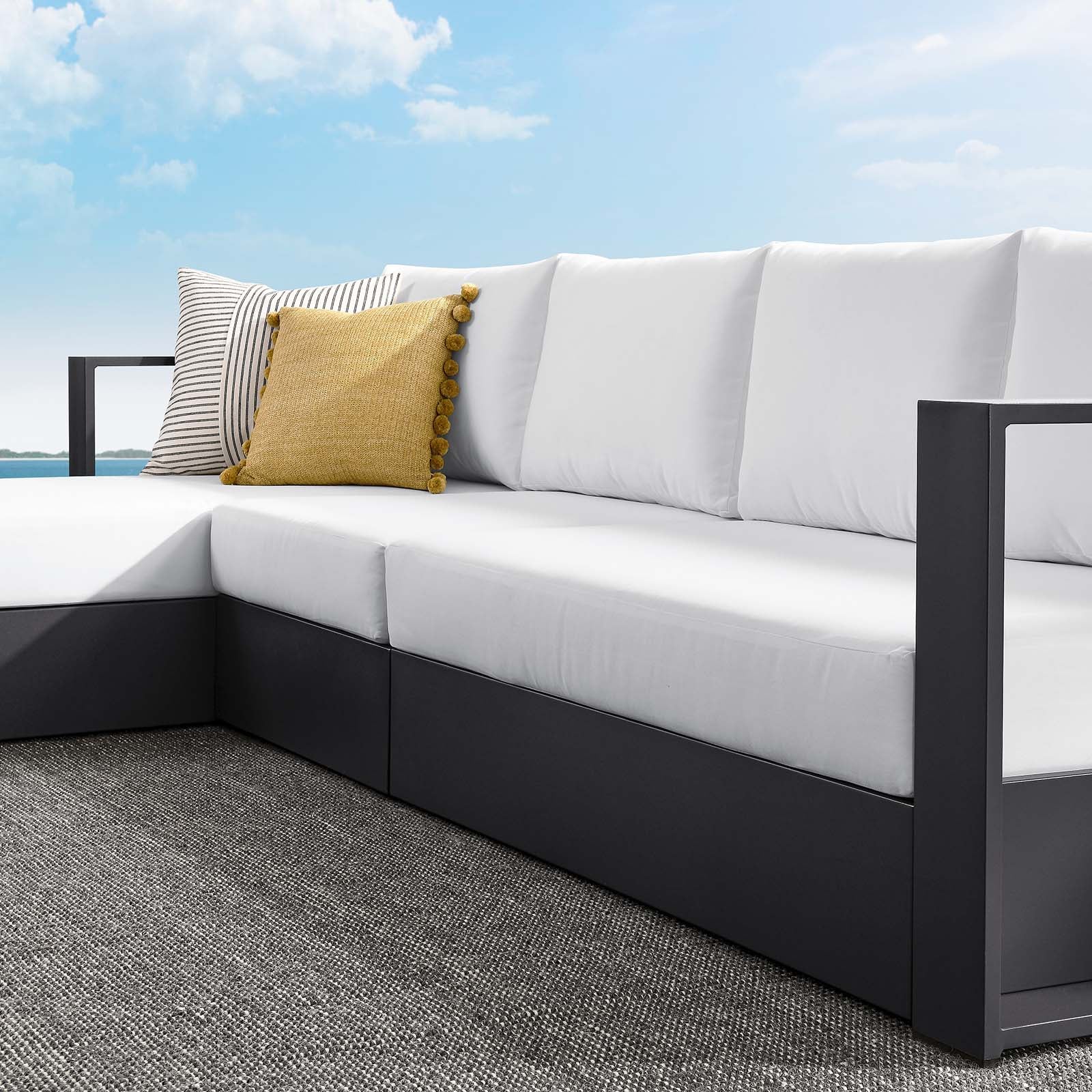 Tahoe Outdoor Patio Powder-Coated Aluminum 3-Piece Left-Facing Chaise Sectional Sofa Set By Modway - EEI-6672 - Image 23