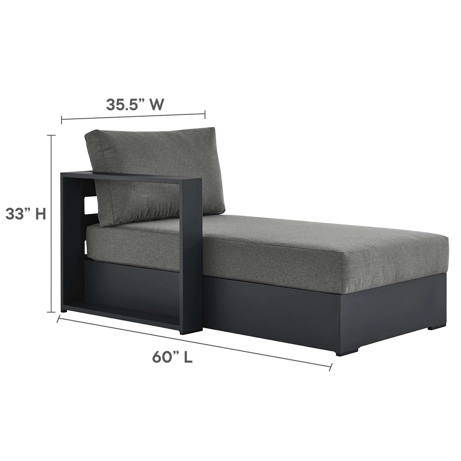 Tahoe Outdoor Patio Powder-Coated Aluminum 3-Piece Left-Facing Chaise Sectional Sofa Set By Modway - EEI-6672 - Image 4