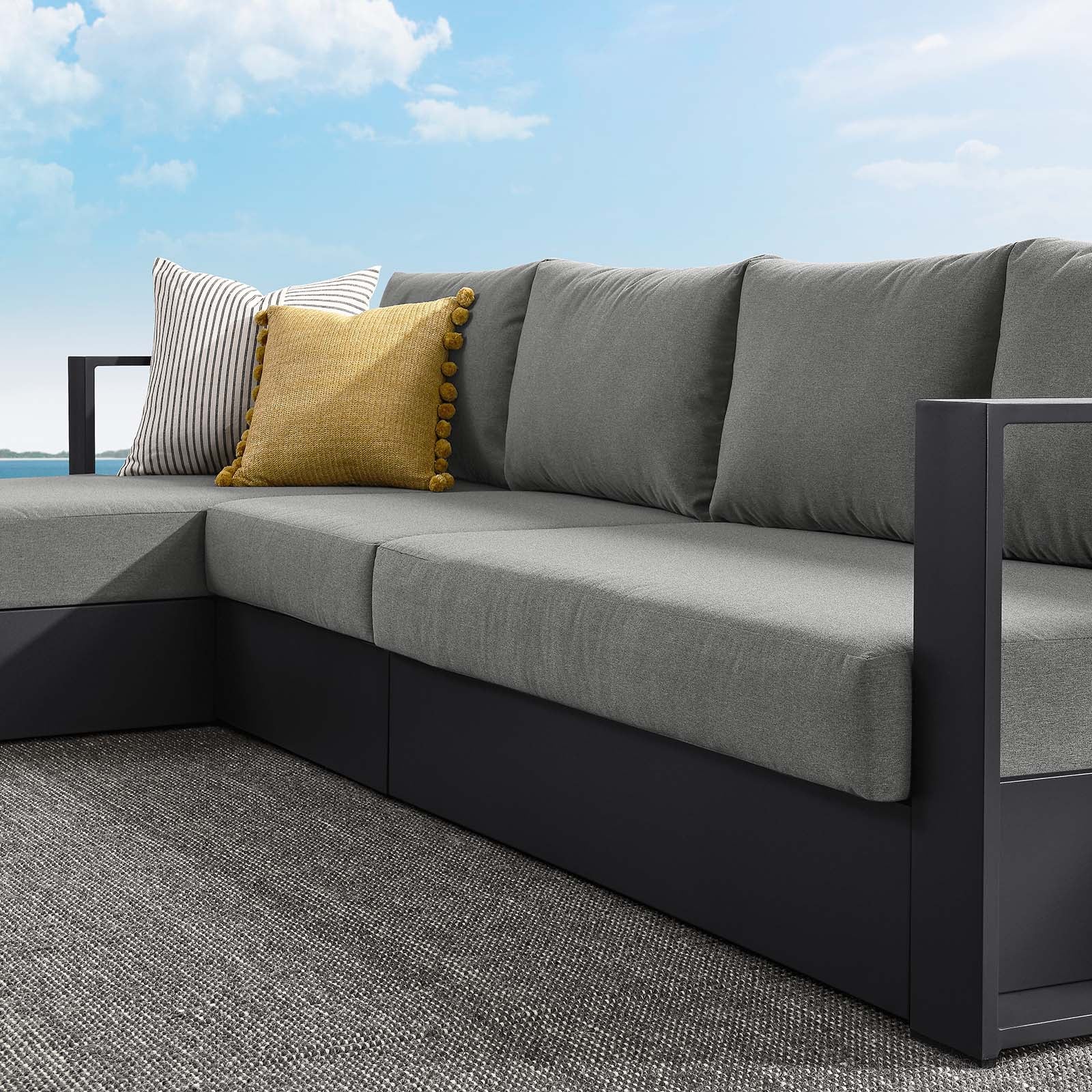 Tahoe Outdoor Patio Powder-Coated Aluminum 3-Piece Left-Facing Chaise Sectional Sofa Set By Modway - EEI-6672 - Image 7