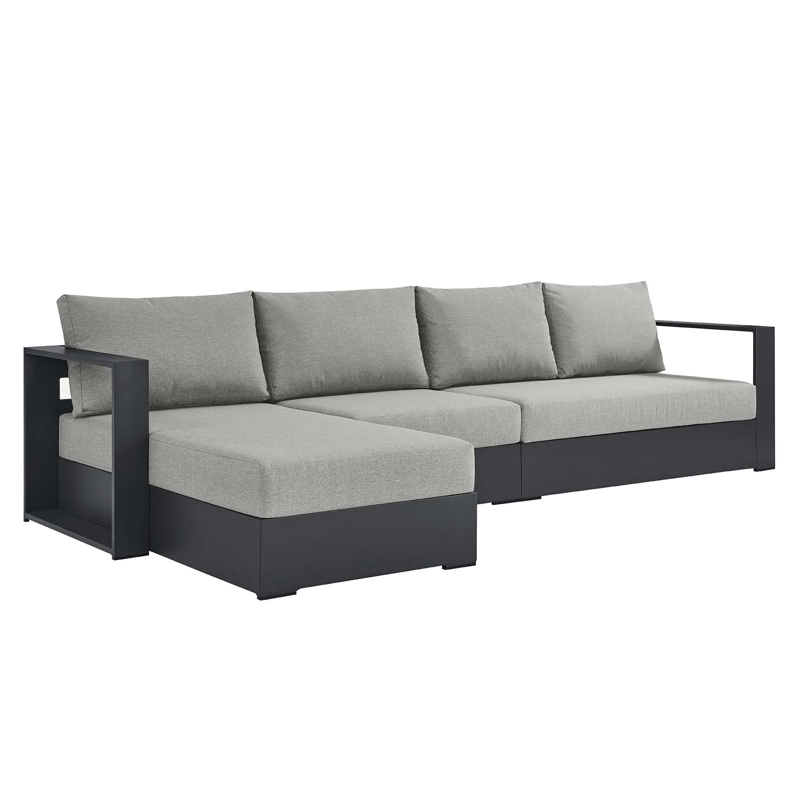 Tahoe Outdoor Patio Powder-Coated Aluminum 3-Piece Left-Facing Chaise Sectional Sofa Set By Modway - EEI-6672 - Image 9