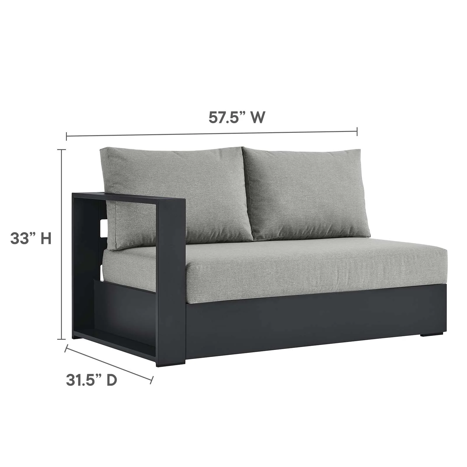 Tahoe Outdoor Patio Powder-Coated Aluminum 3-Piece Right-Facing Chaise Sectional Sofa Set By Modway - EEI-6671 - Image 12