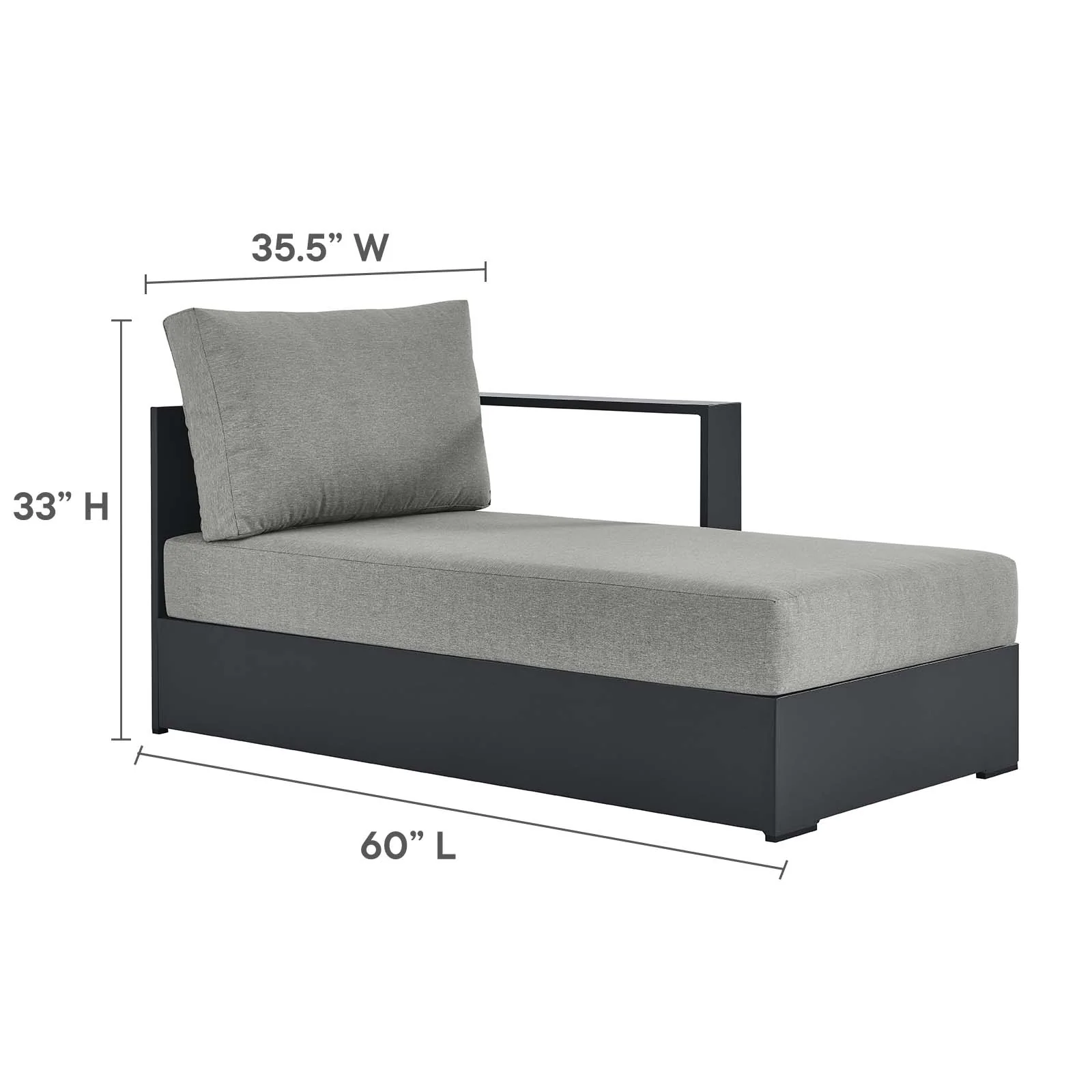 Tahoe Outdoor Patio Powder-Coated Aluminum 3-Piece Right-Facing Chaise Sectional Sofa Set By Modway - EEI-6671 - Image 14