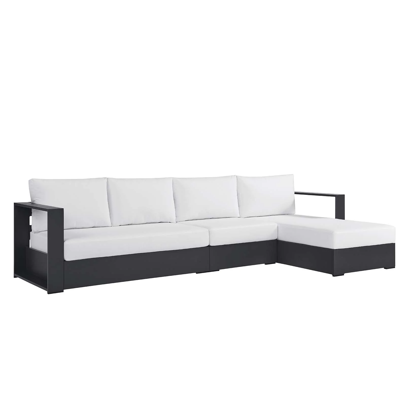 Tahoe Outdoor Patio Powder-Coated Aluminum 3-Piece Right-Facing Chaise Sectional Sofa Set By Modway - EEI-6671 - Image 17