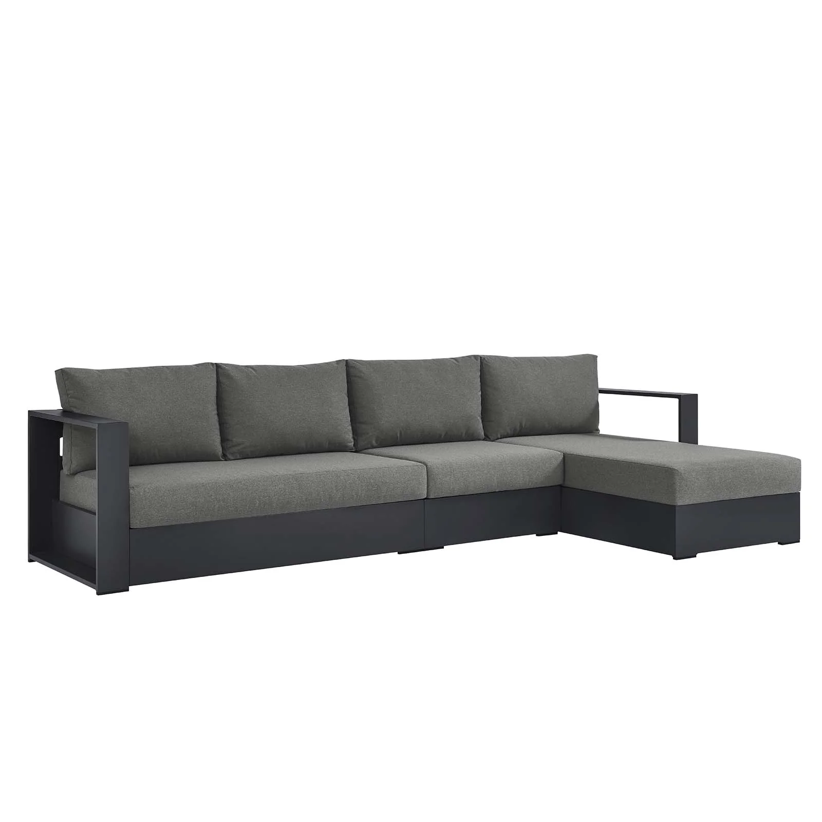 Tahoe Outdoor Patio Powder-Coated Aluminum 3-Piece Right-Facing Chaise Sectional Sofa Set By Modway - EEI-6671 - Image 2