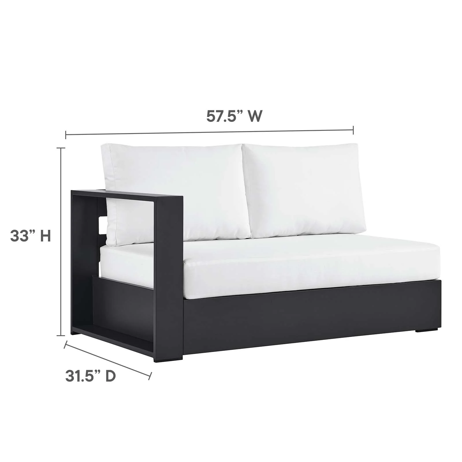 Tahoe Outdoor Patio Powder-Coated Aluminum 3-Piece Right-Facing Chaise Sectional Sofa Set By Modway - EEI-6671 - Image 20