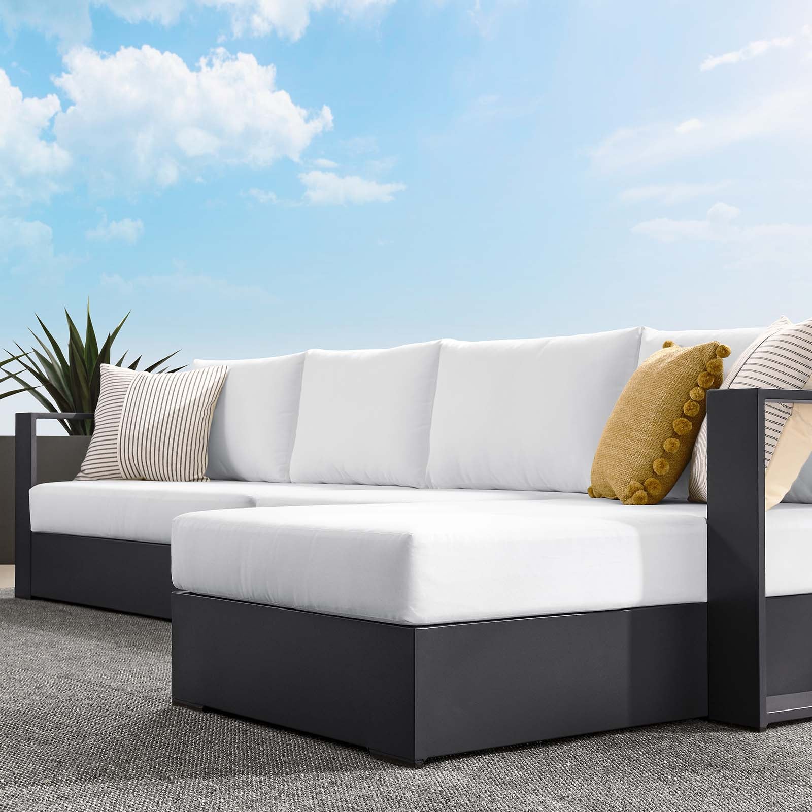 Tahoe Outdoor Patio Powder-Coated Aluminum 3-Piece Right-Facing Chaise Sectional Sofa Set By Modway - EEI-6671 - Image 23