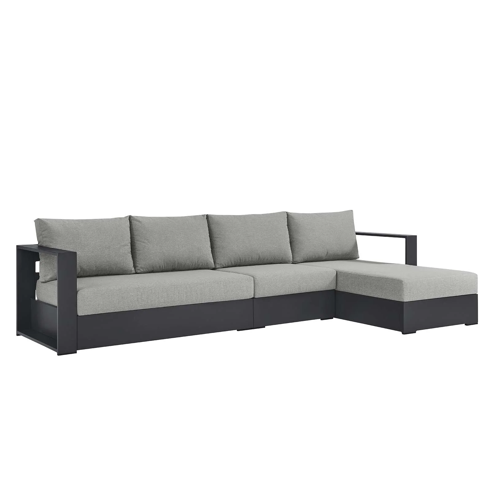 Tahoe Outdoor Patio Powder-Coated Aluminum 3-Piece Right-Facing Chaise Sectional Sofa Set By Modway - EEI-6671 - Image 9