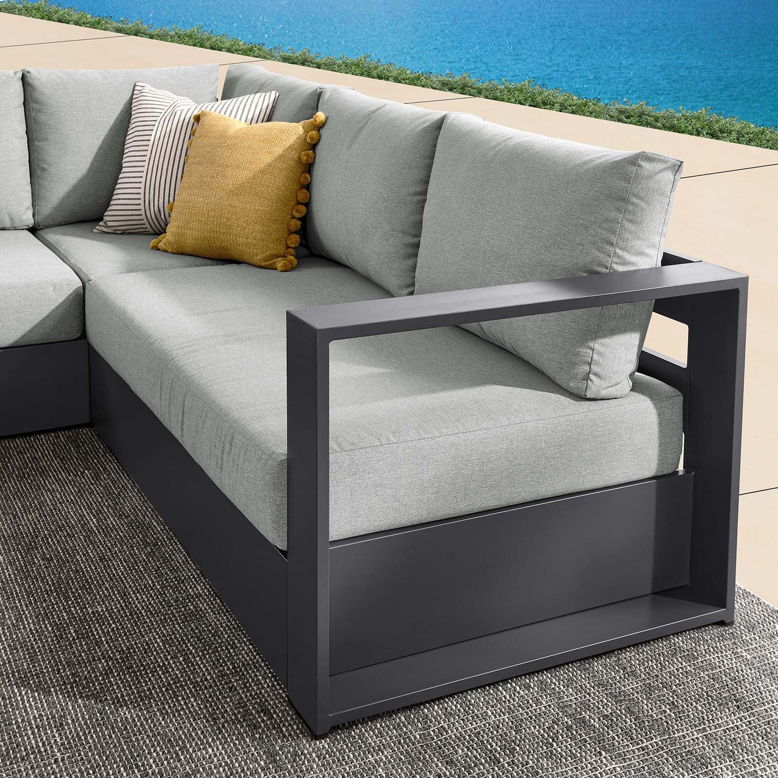 Tahoe Outdoor Patio Powder-Coated Aluminum 3-Piece Sectional Sofa Set By Modway - EEI-6668 - Image 15