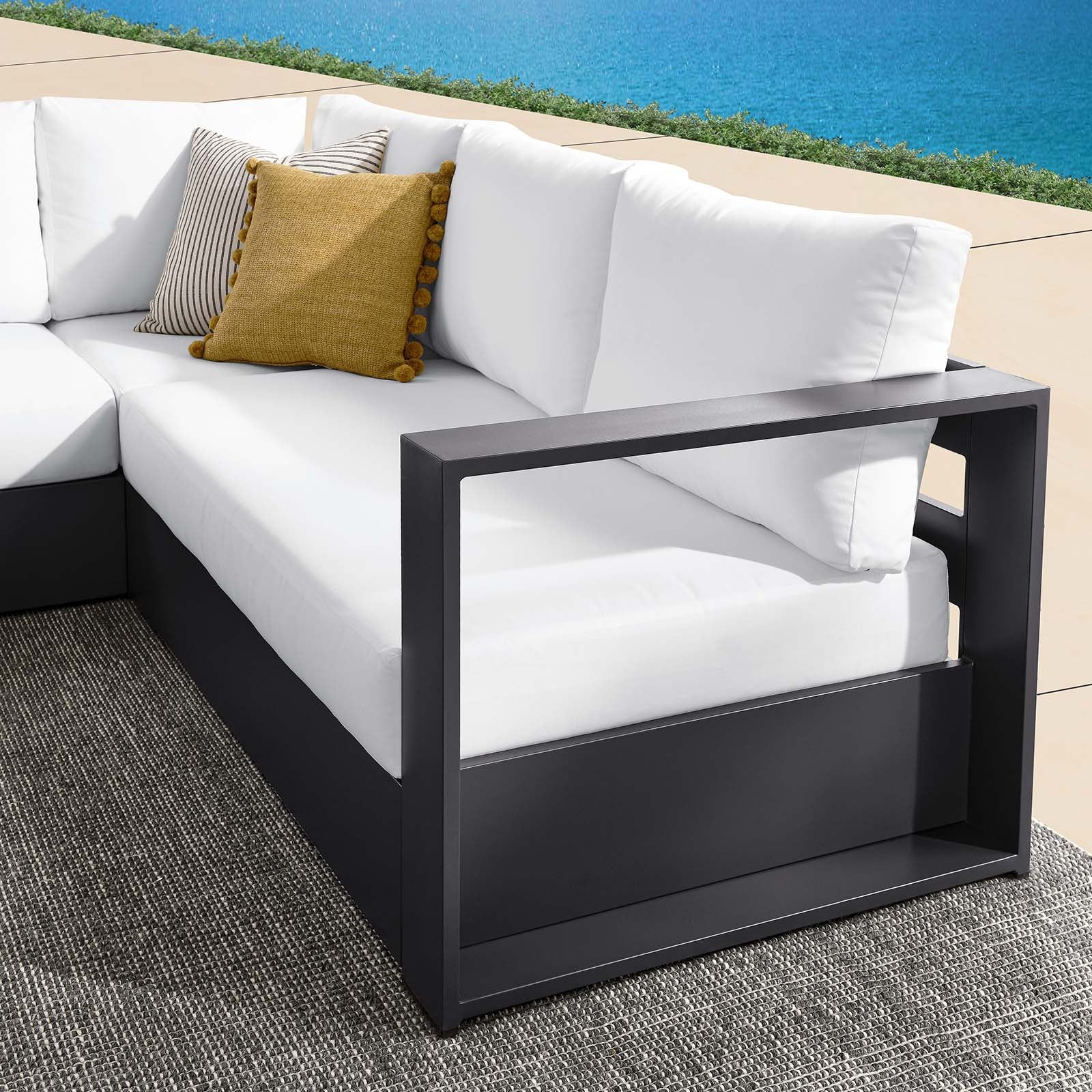 Tahoe Outdoor Patio Powder-Coated Aluminum 3-Piece Sectional Sofa Set By Modway - EEI-6668 - Image 23