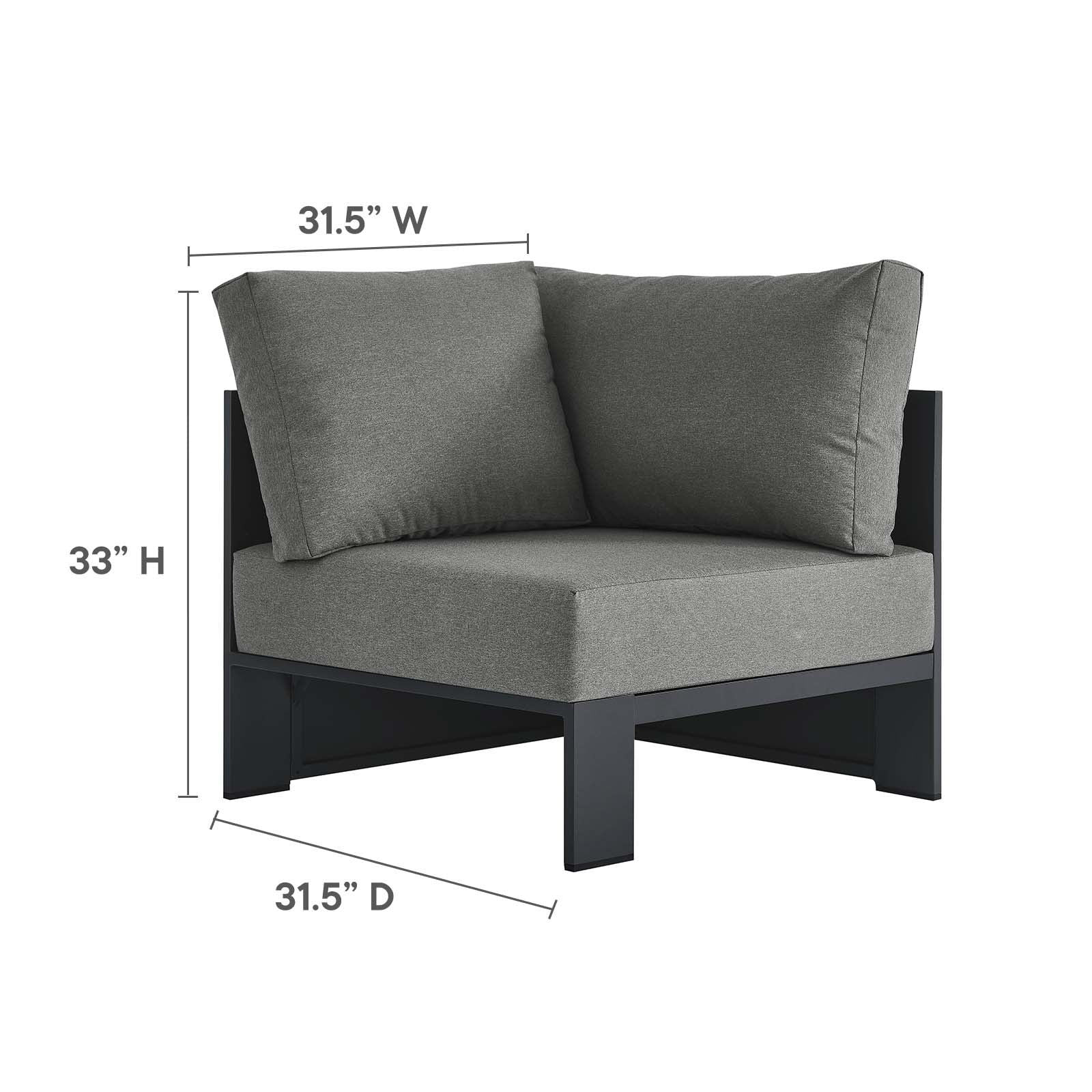 Tahoe Outdoor Patio Powder-Coated Aluminum 3-Piece Sectional Sofa Set By Modway - EEI-6668 - Image 6