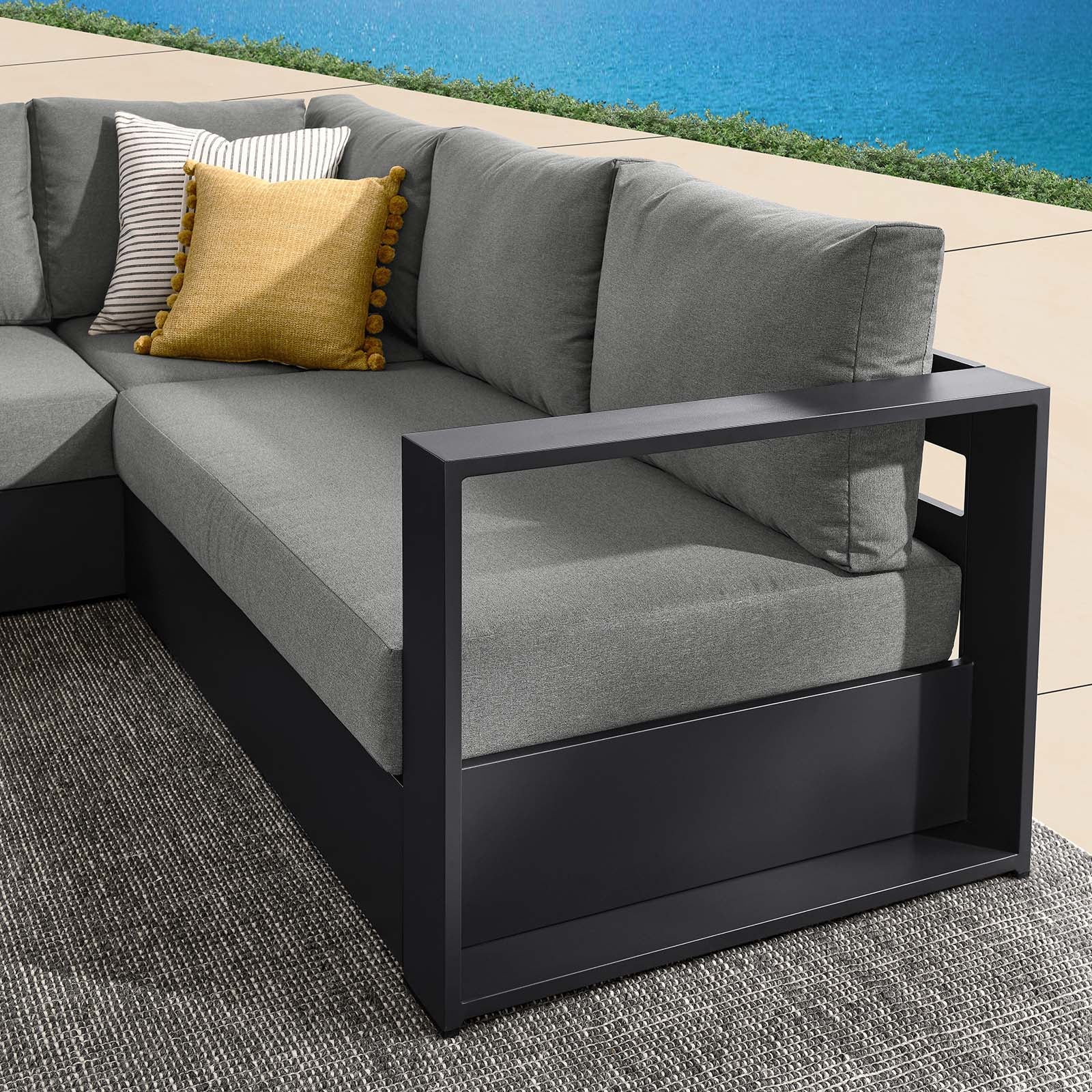 Tahoe Outdoor Patio Powder-Coated Aluminum 3-Piece Sectional Sofa Set By Modway - EEI-6668 - Image 8