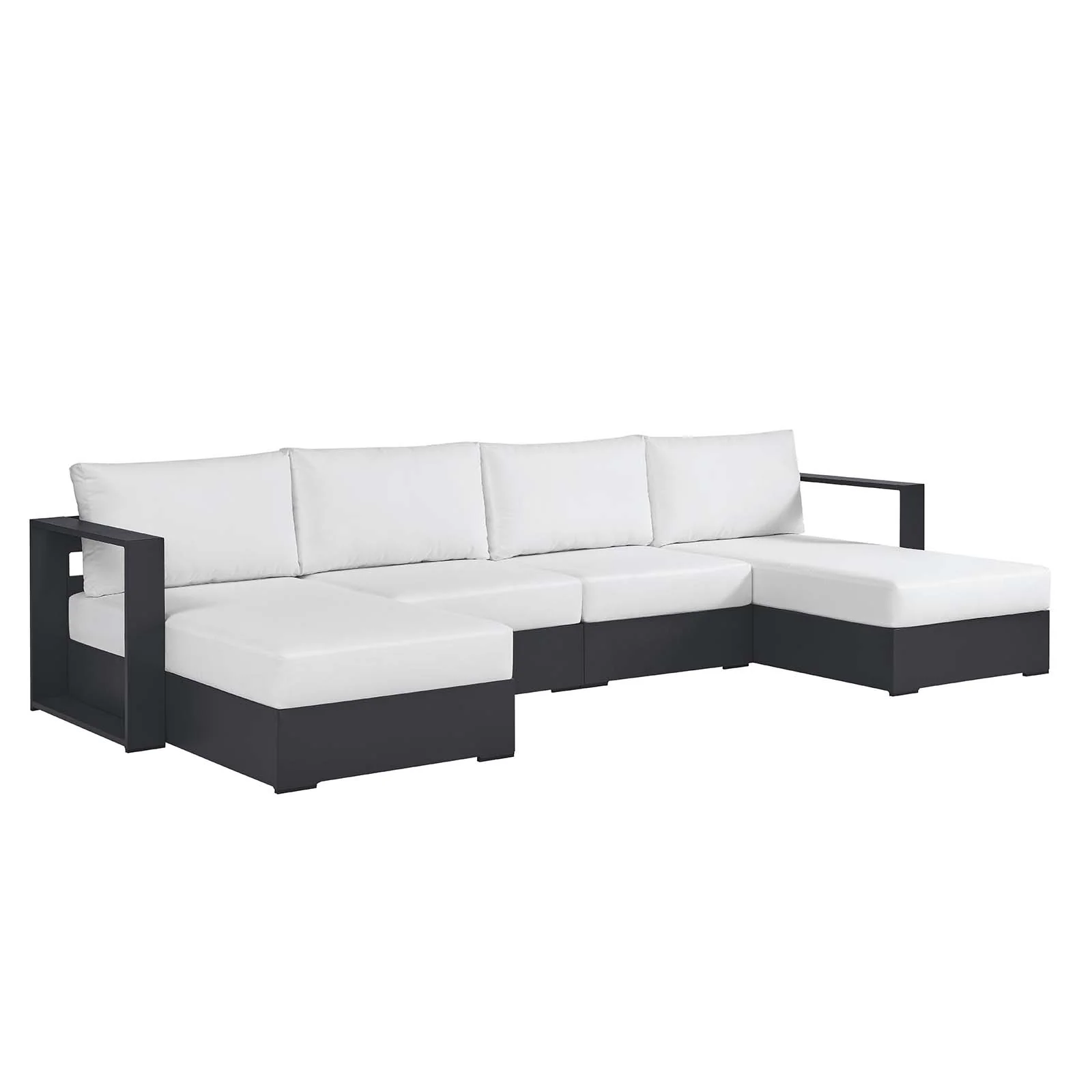 Tahoe Outdoor Patio Powder-Coated Aluminum 4-Piece Sectional Sofa Set By Modway - EEI-6676 - Image 17
