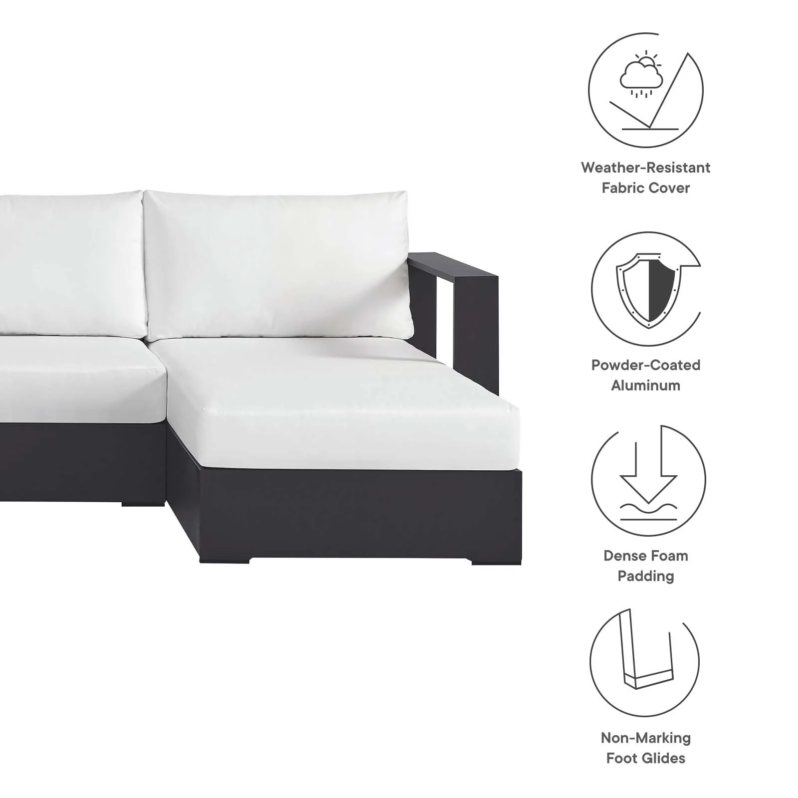 Tahoe Outdoor Patio Powder-Coated Aluminum 4-Piece Sectional Sofa Set By Modway - EEI-6676 - Image 19