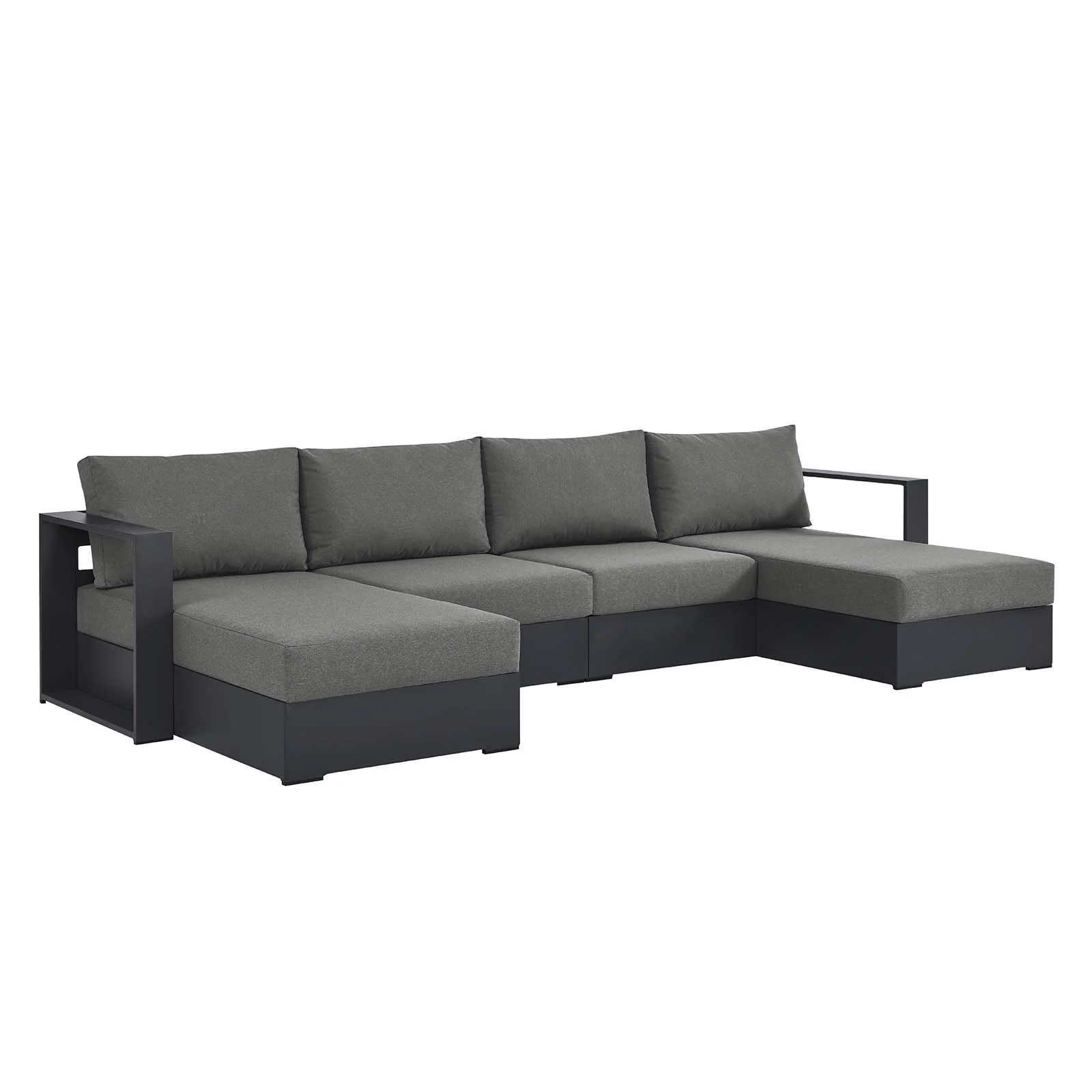 Tahoe Outdoor Patio Powder-Coated Aluminum 4-Piece Sectional Sofa Set By Modway - EEI-6676 - Image 2
