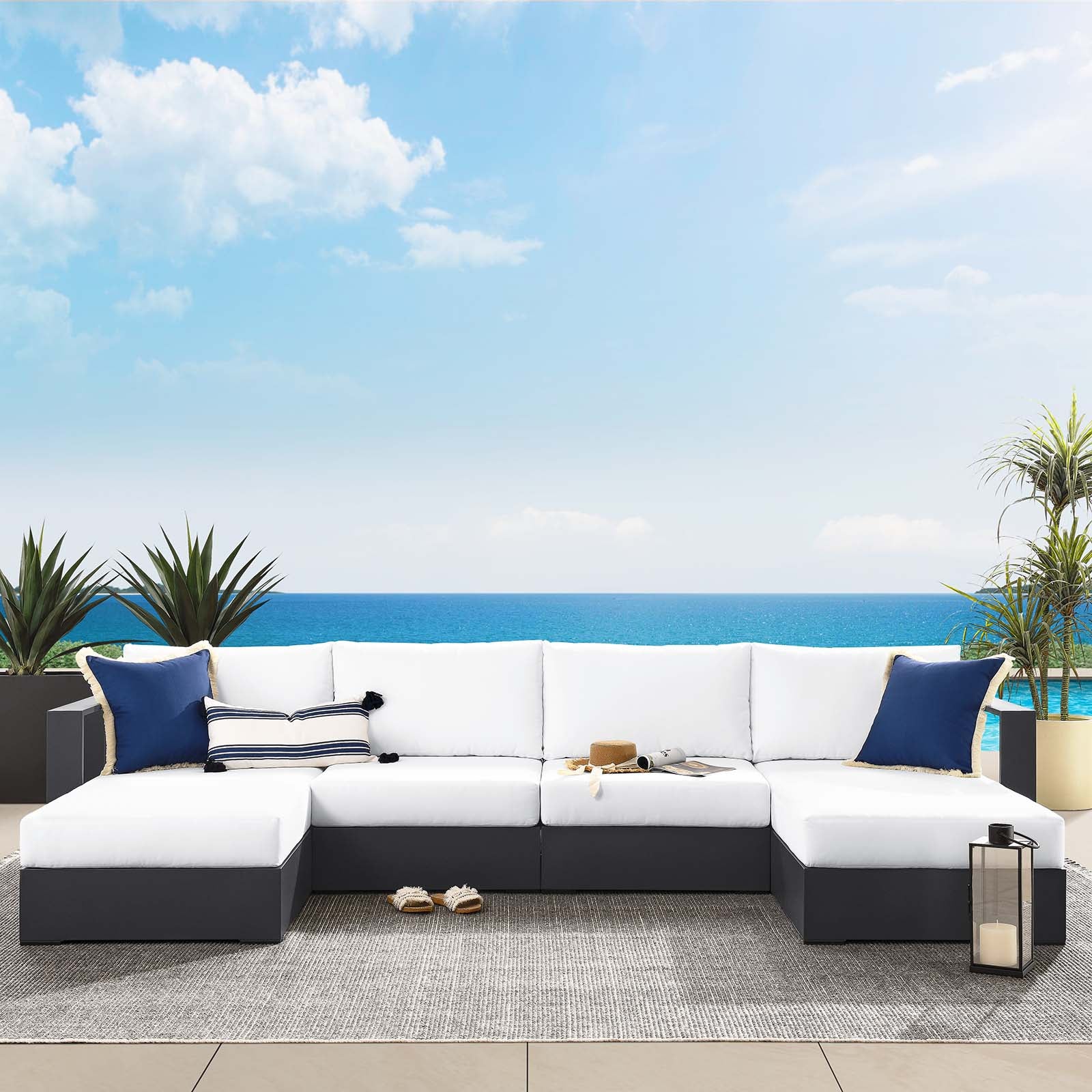 Tahoe Outdoor Patio Powder-Coated Aluminum 4-Piece Sectional Sofa Set By Modway - EEI-6676 - Image 24