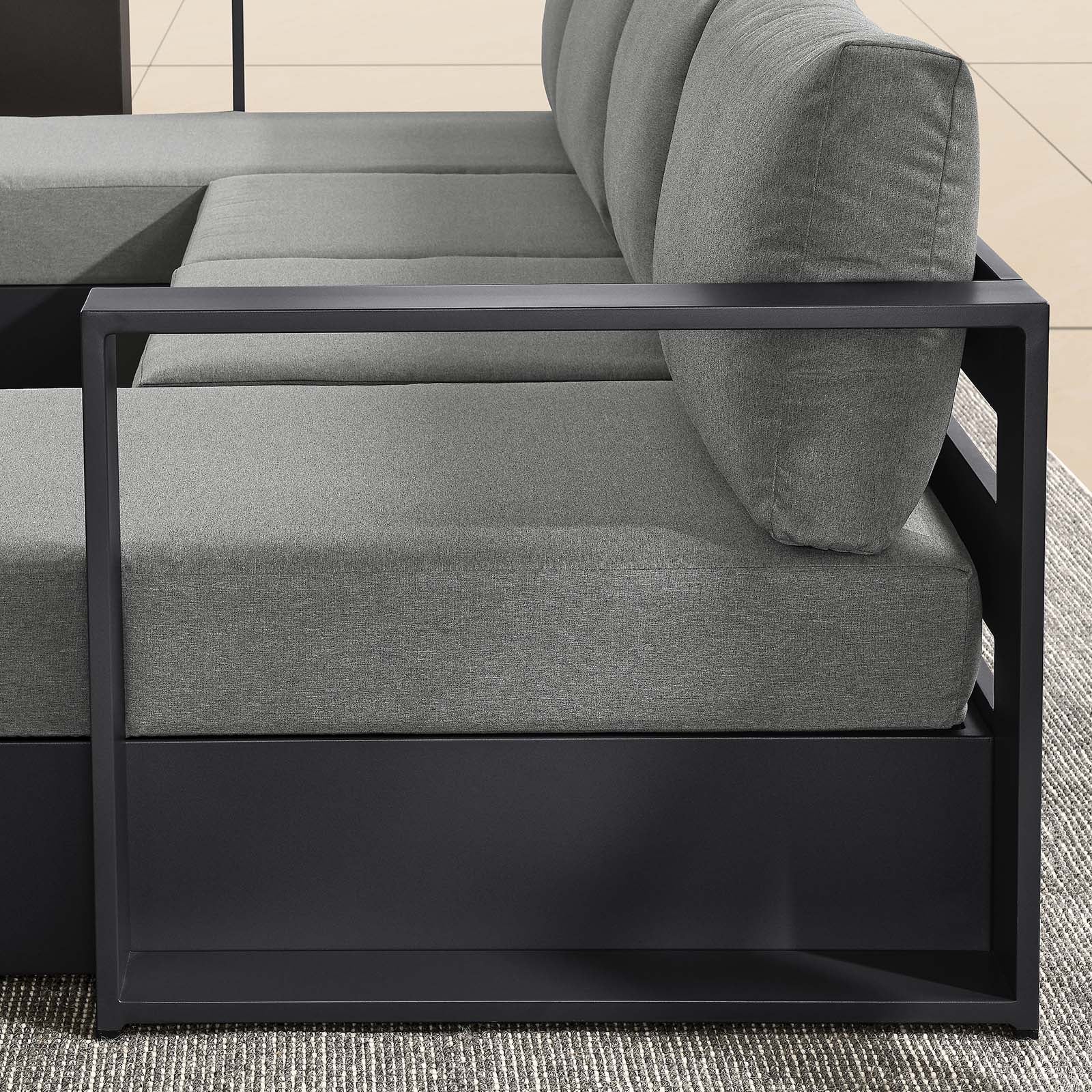 Tahoe Outdoor Patio Powder-Coated Aluminum 4-Piece Sectional Sofa Set By Modway - EEI-6676 - Image 8